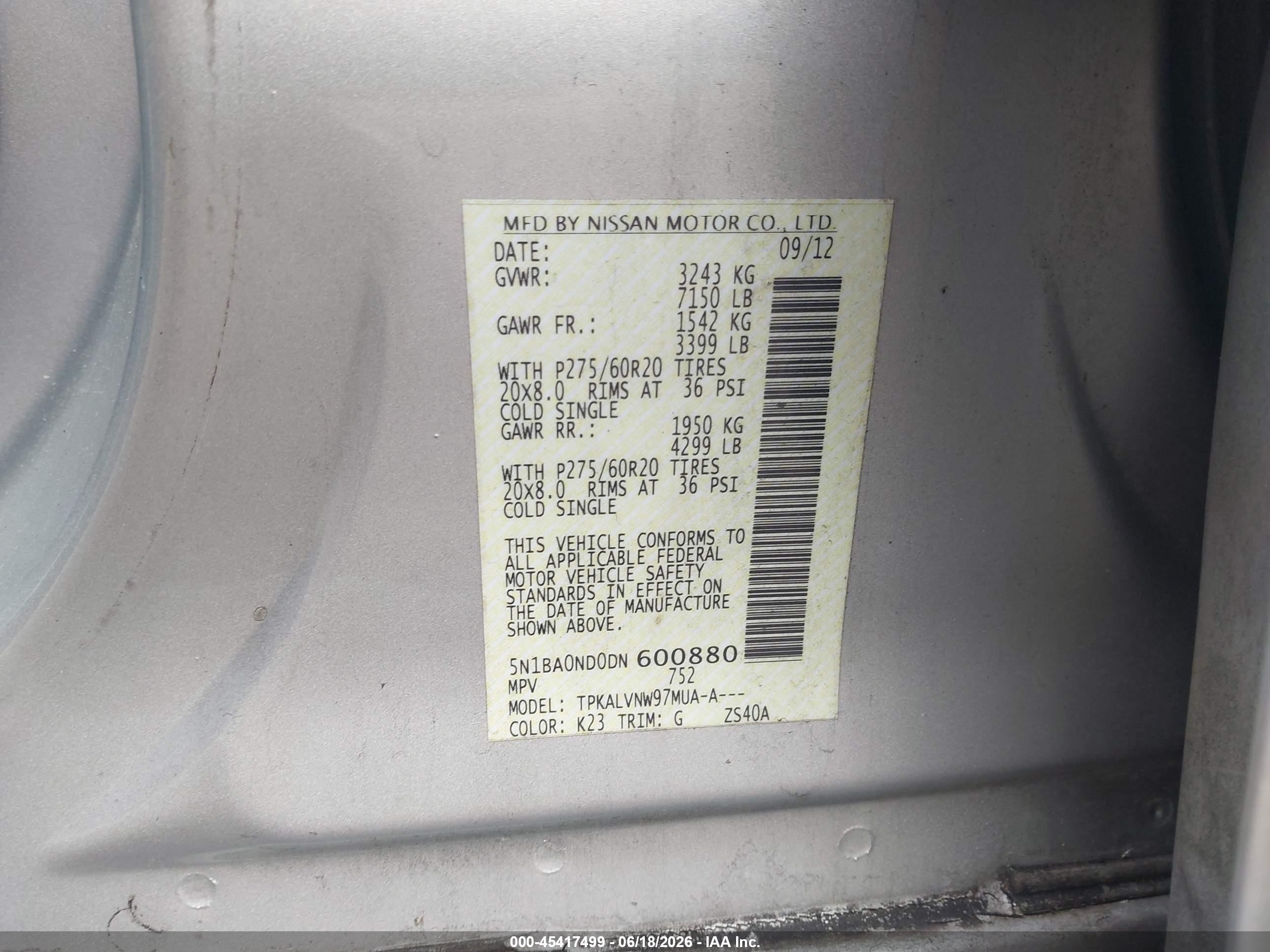 2013 Nissan Armada Sl Silver vin: 5N1BA0ND0DN600880