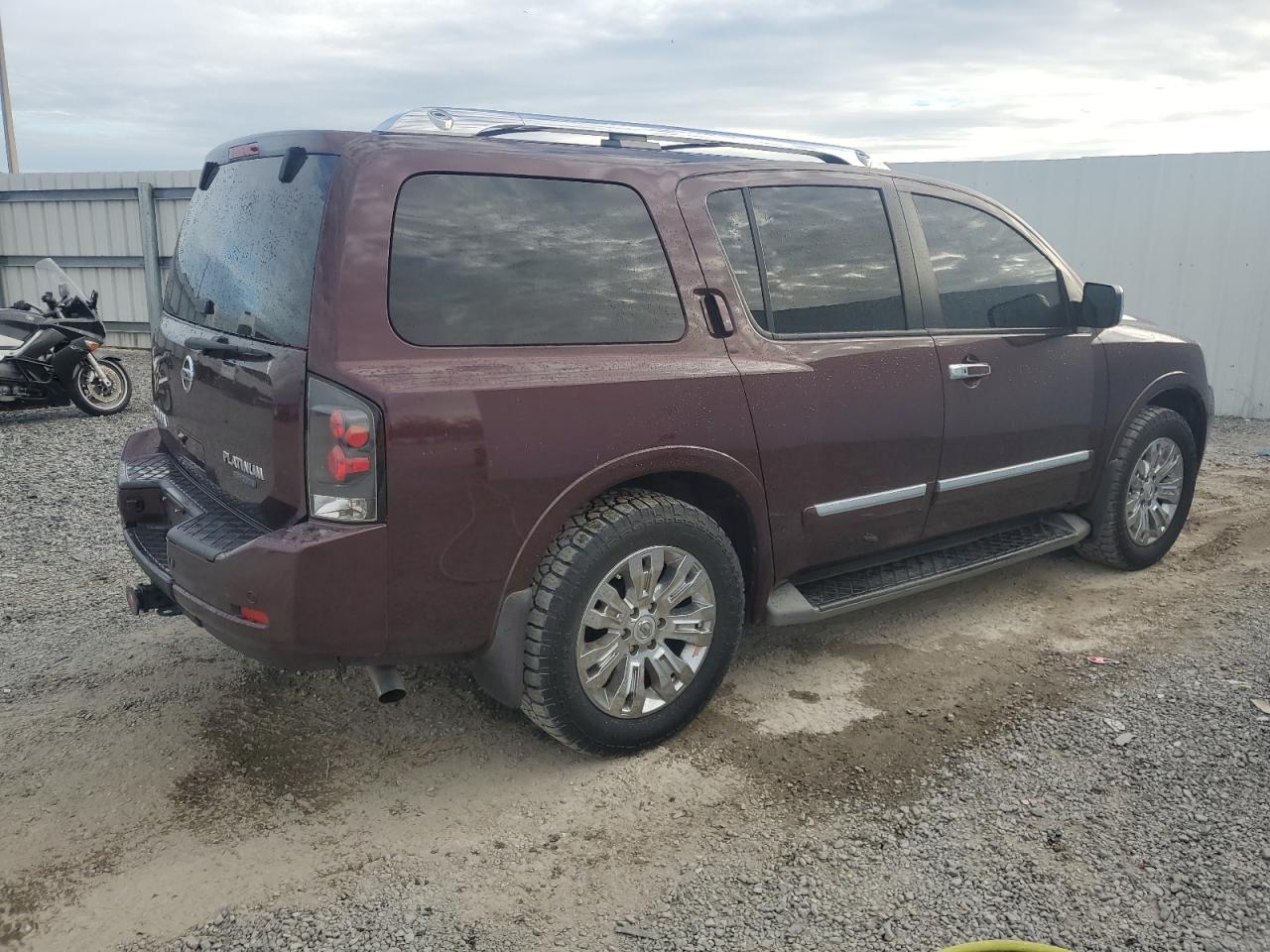 2015 Nissan Armada Platinum Burgundy vin: 5N1BA0ND3FN614002 Damage: Right Qtr Panel, Heavy Scratch, 1 To 2 Inches