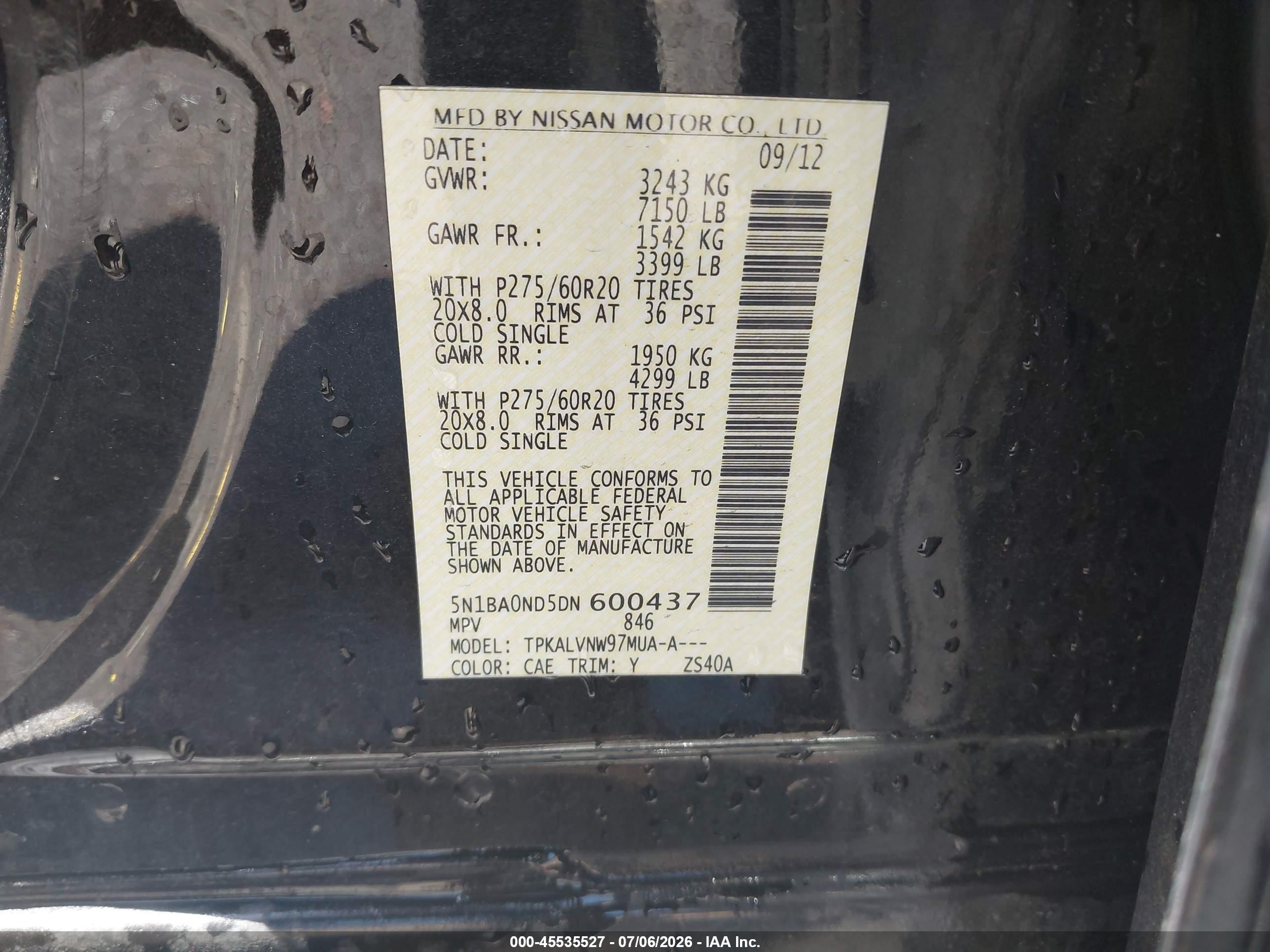 2013 Nissan Armada Sl Gray vin: 5N1BA0ND5DN600437