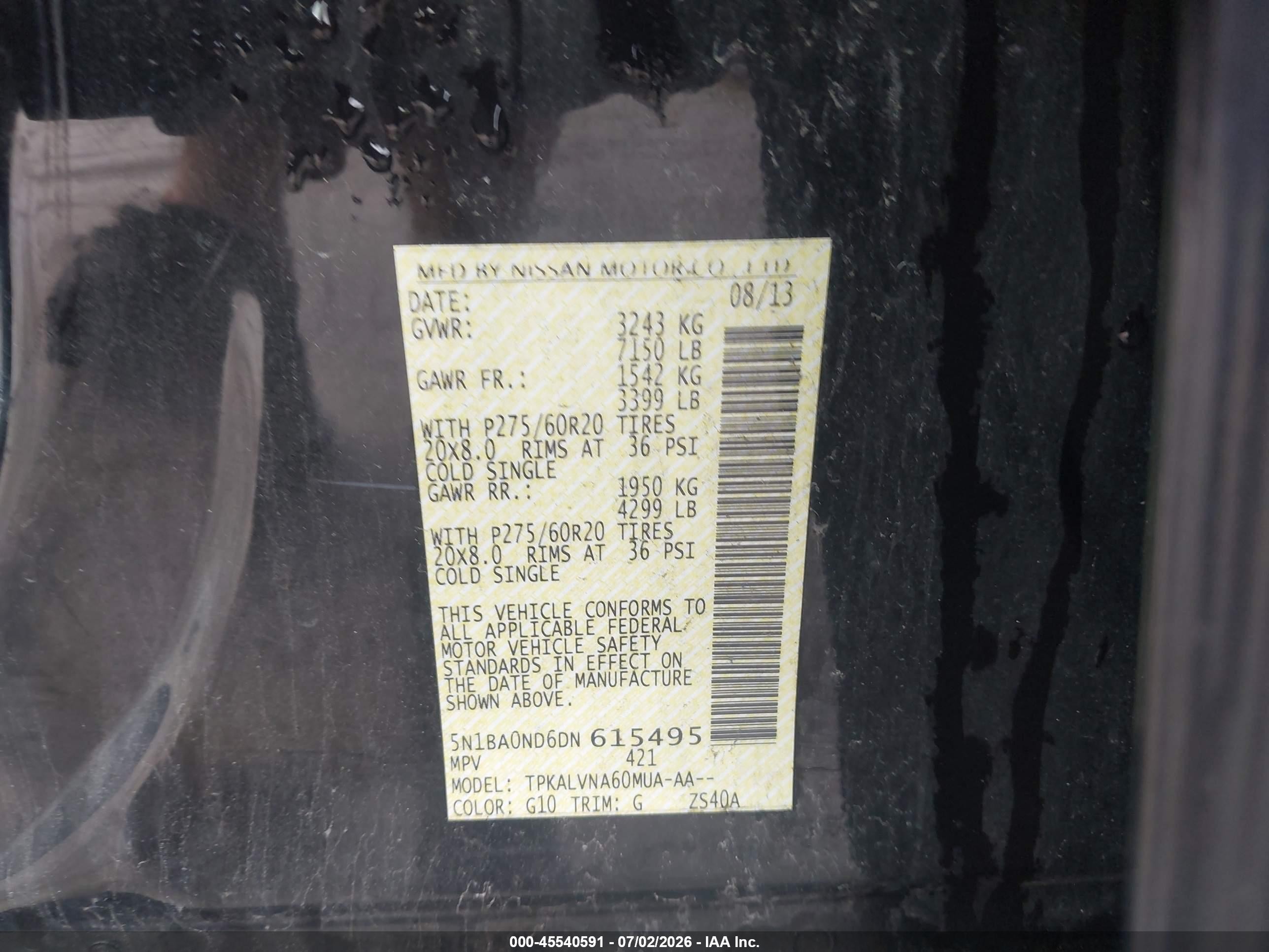 2013 Nissan Armada Sl Black vin: 5N1BA0ND6DN615495