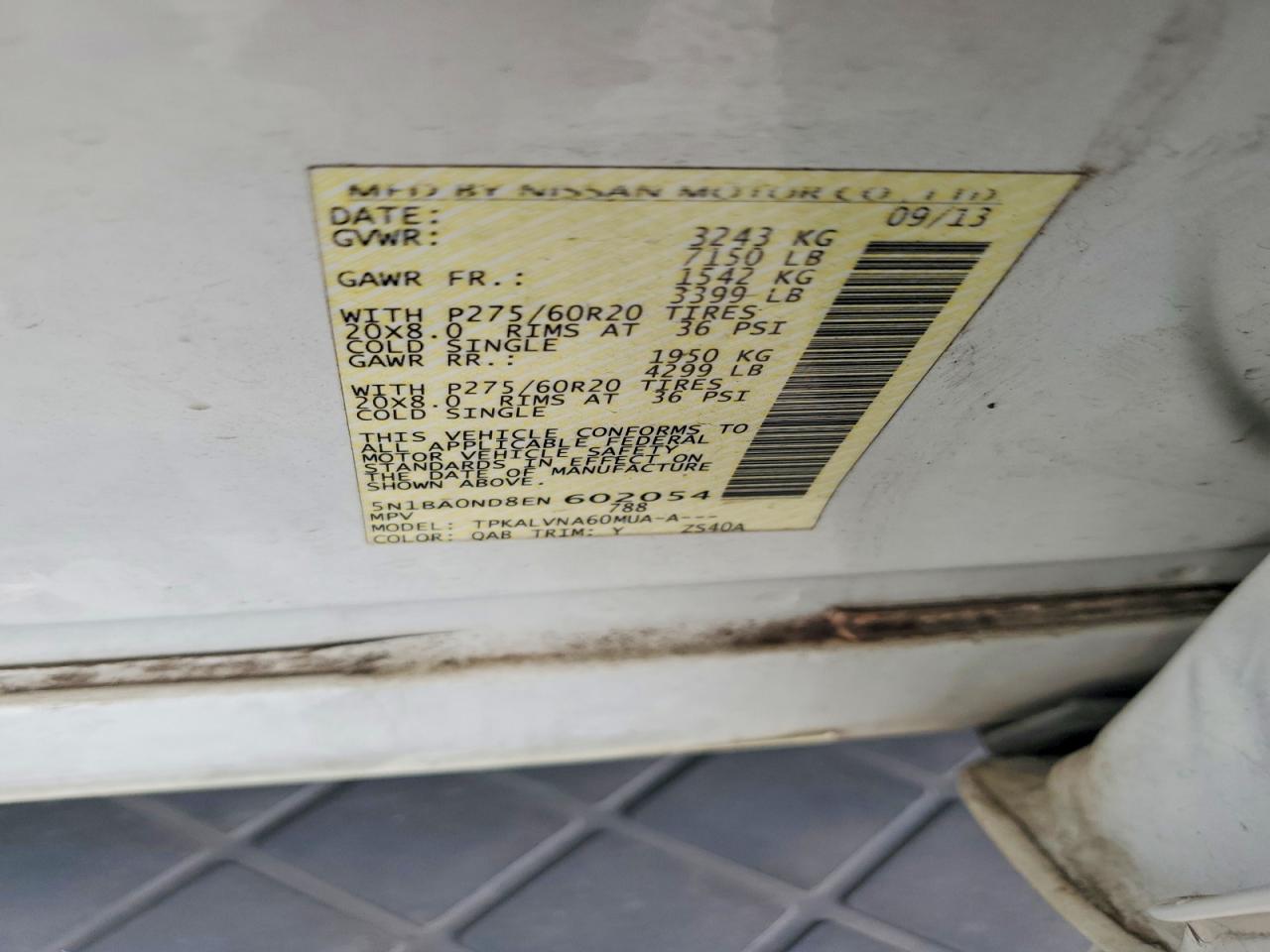 2014 Nissan Armada Sl Белый vin: 5N1BA0ND8EN602054