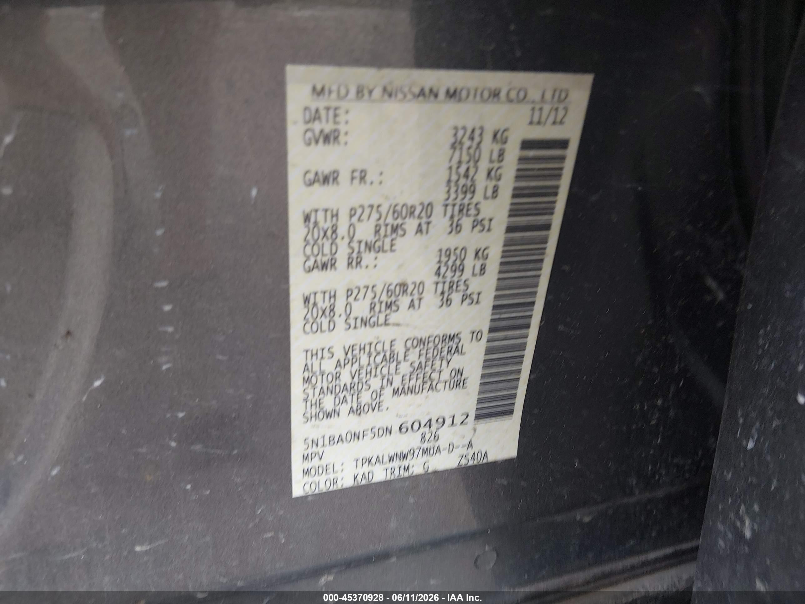 2013 Nissan Armada Platinum Серый vin: 5N1BA0NF5DN604912