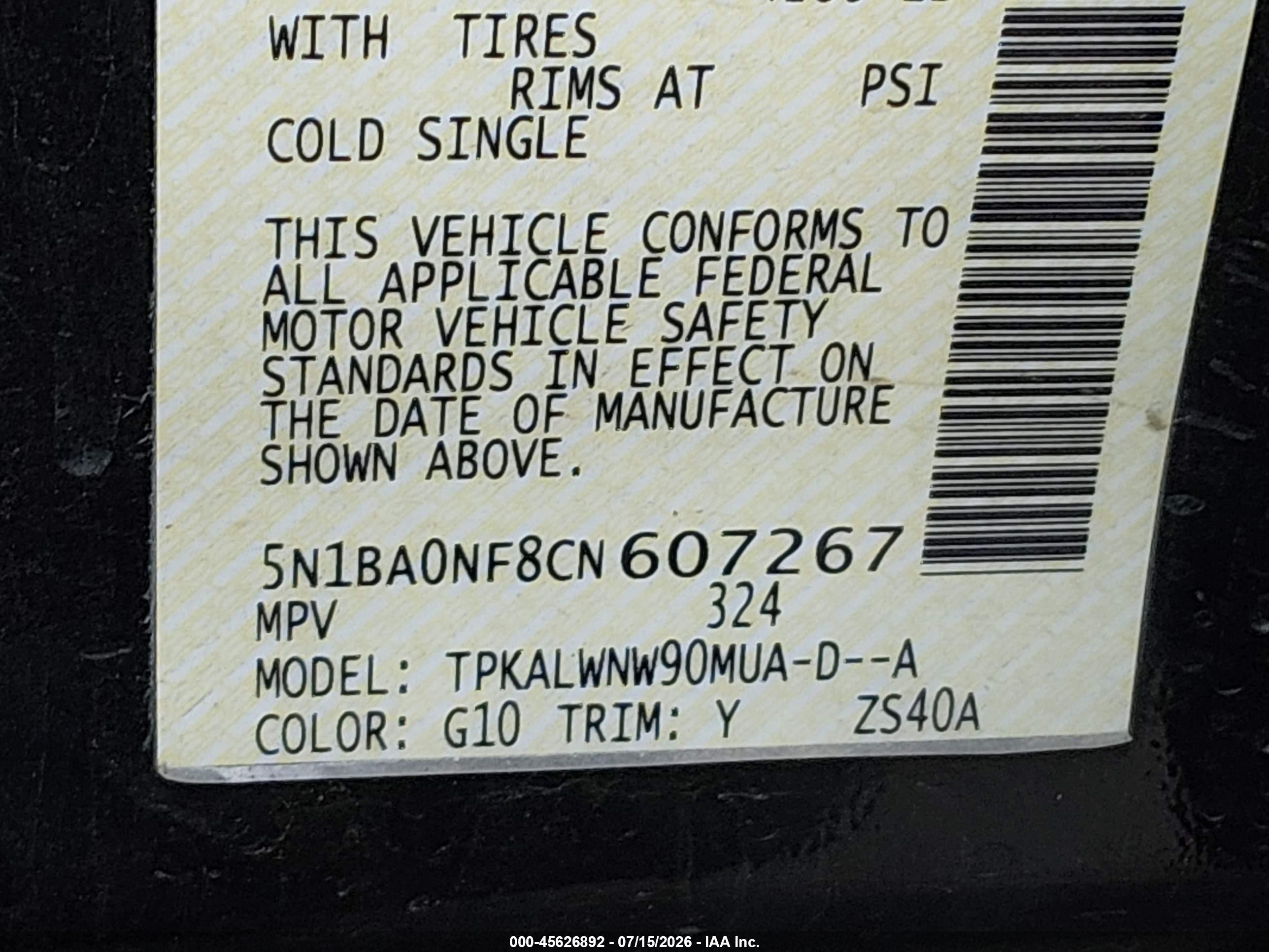 2012 Nissan Armada Platinum Black vin: 5N1BA0NF8CN607267
