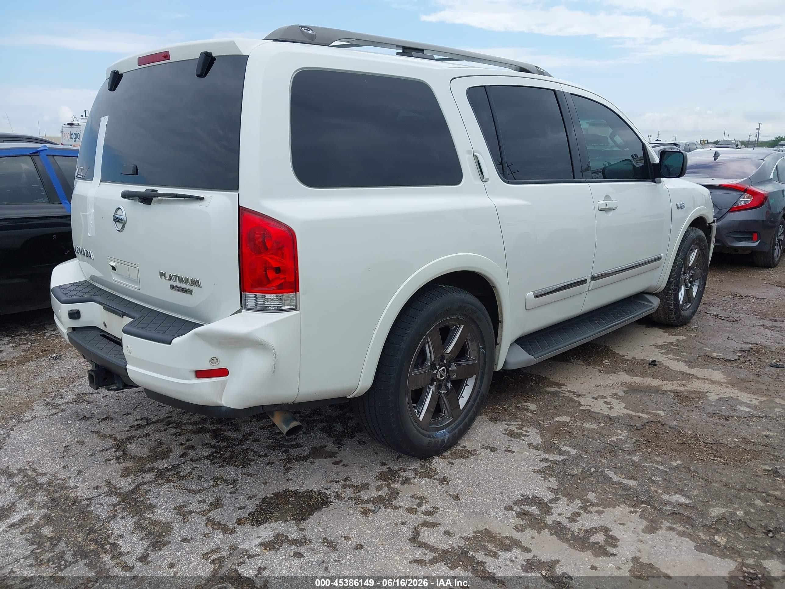 2014 Nissan Armada Platinum White vin: 5N1BA0NF8EN612570