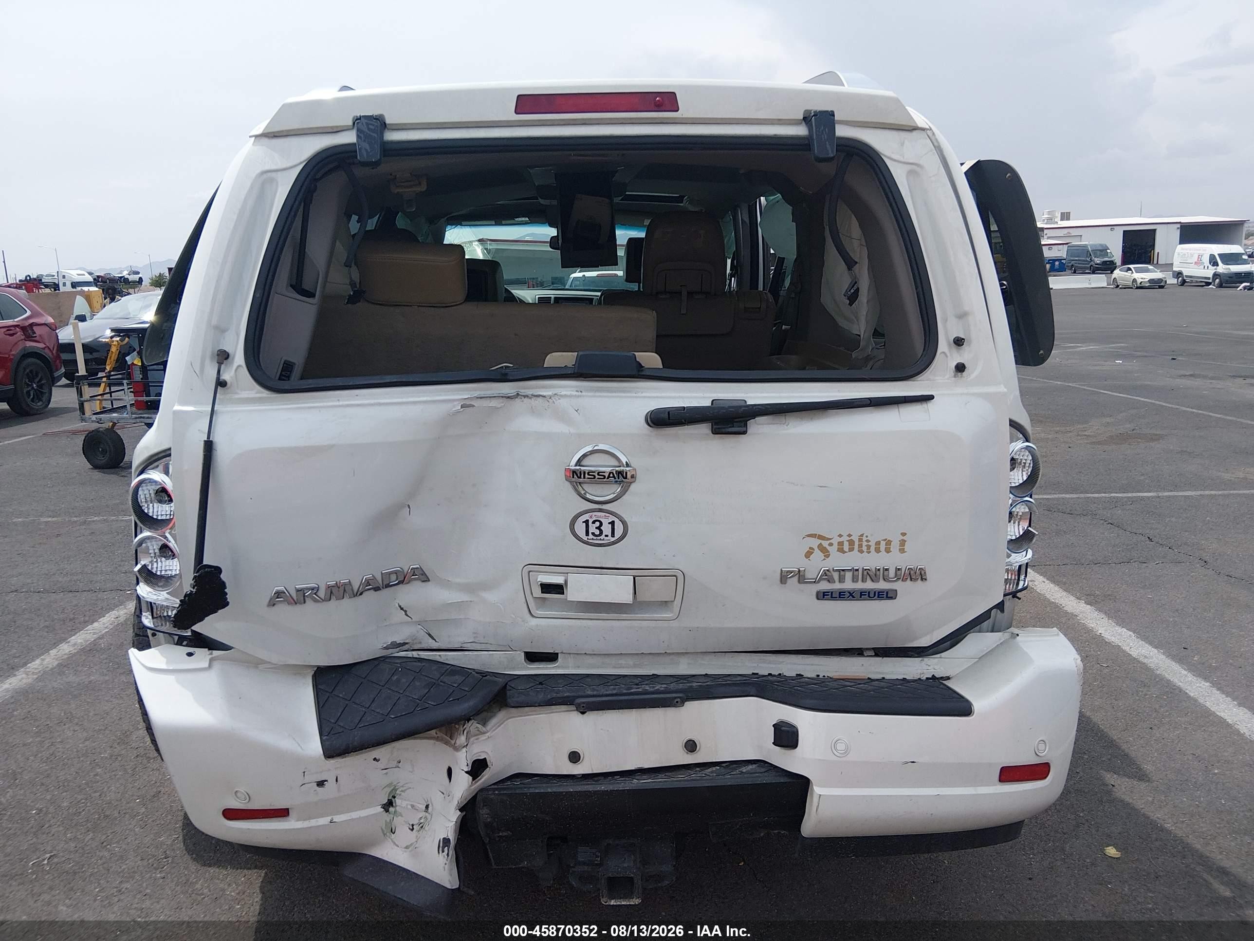 2013 Nissan Armada Platinum Белый vin: 5N1BA0NFXDN615663