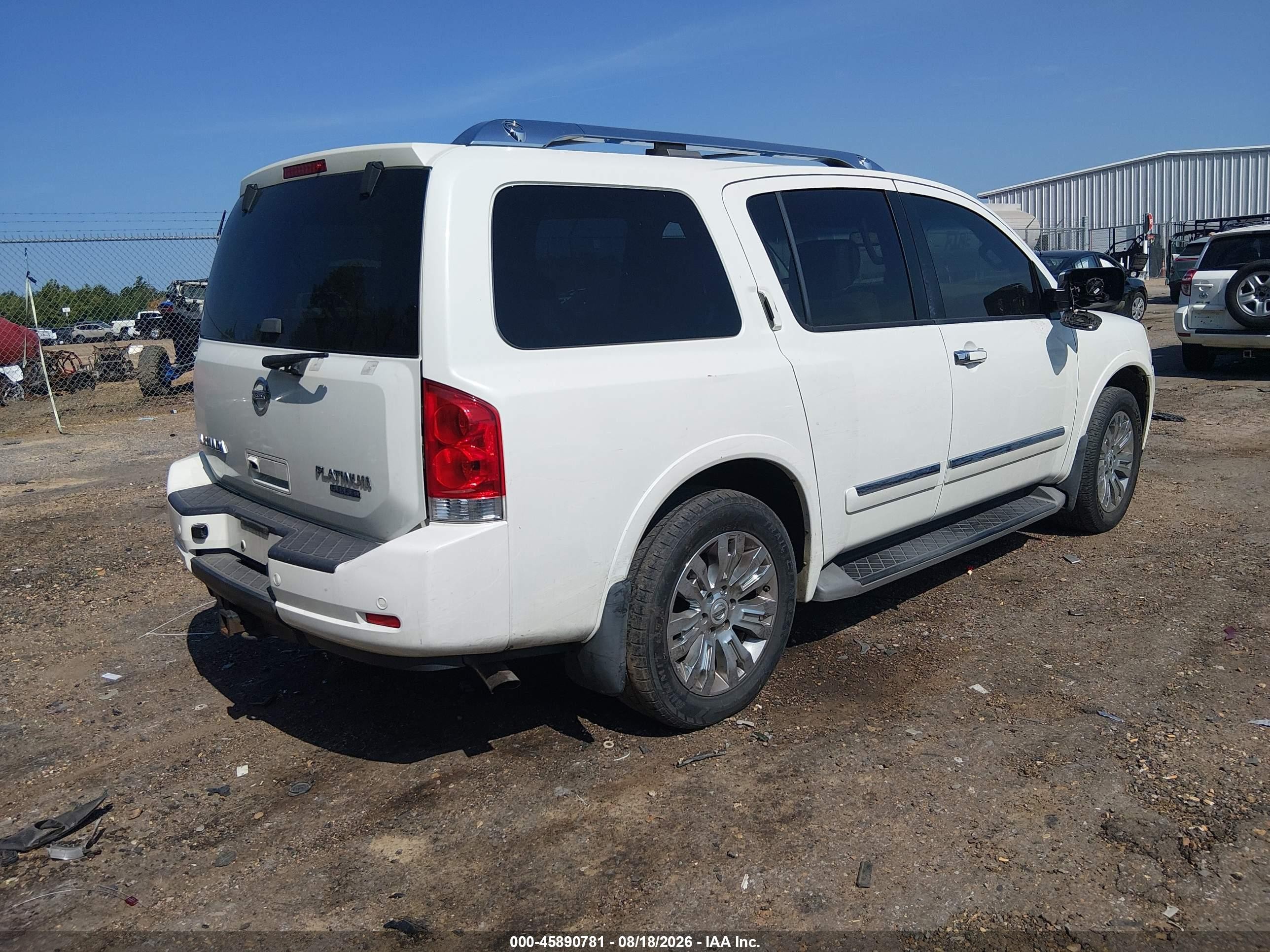 2015 Nissan Armada Platinum White vin: 5N1BA0NFXFN611759