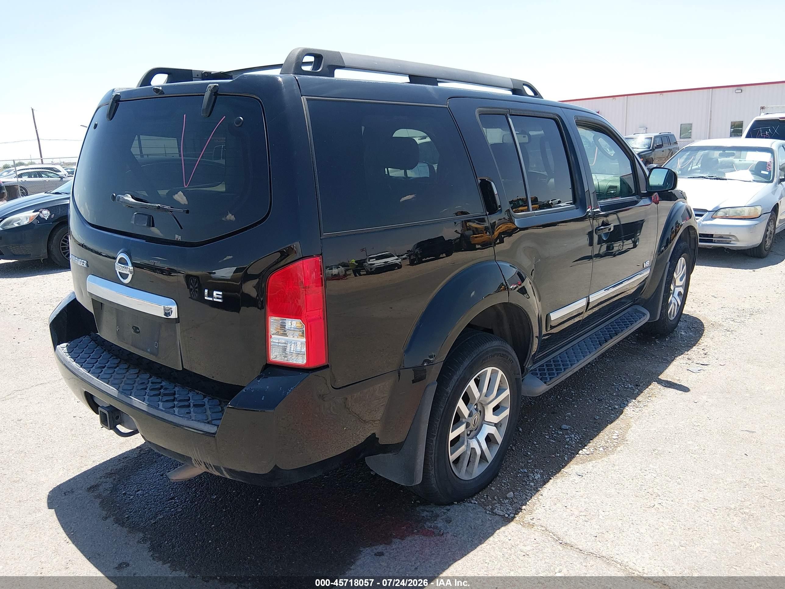 2008 Nissan Pathfinder Le V8 Черный vin: 5N1BR18A78C632064
