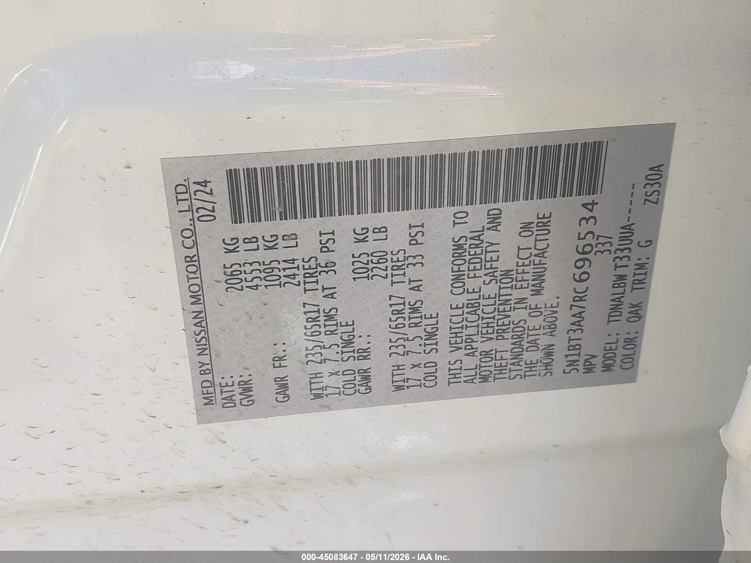 2024 Nissan Rogue S Fwd White vin: 5N1BT3AA7RC696534