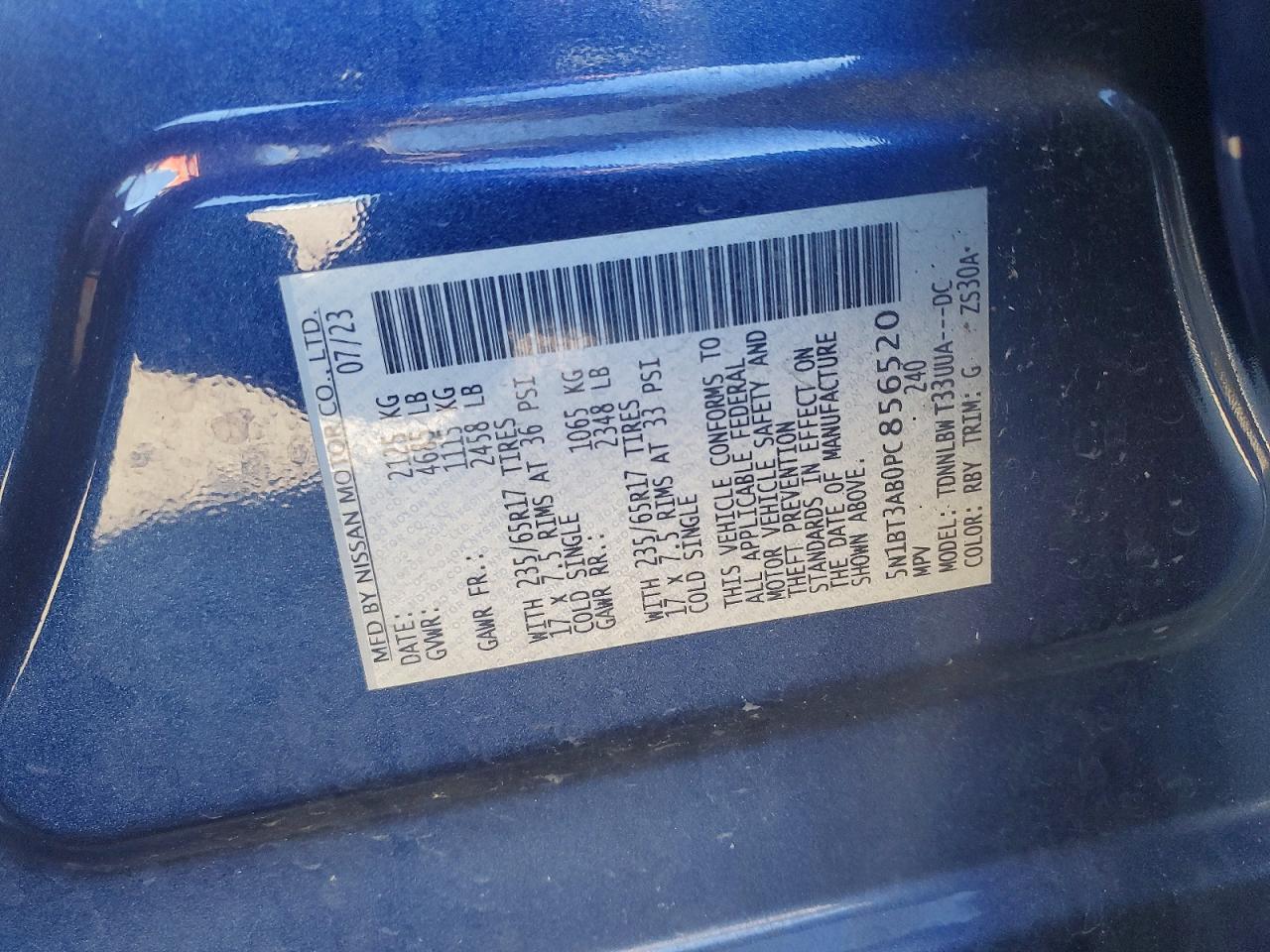 2023 Nissan Rogue S Blue vin: 5N1BT3AB0PC856520