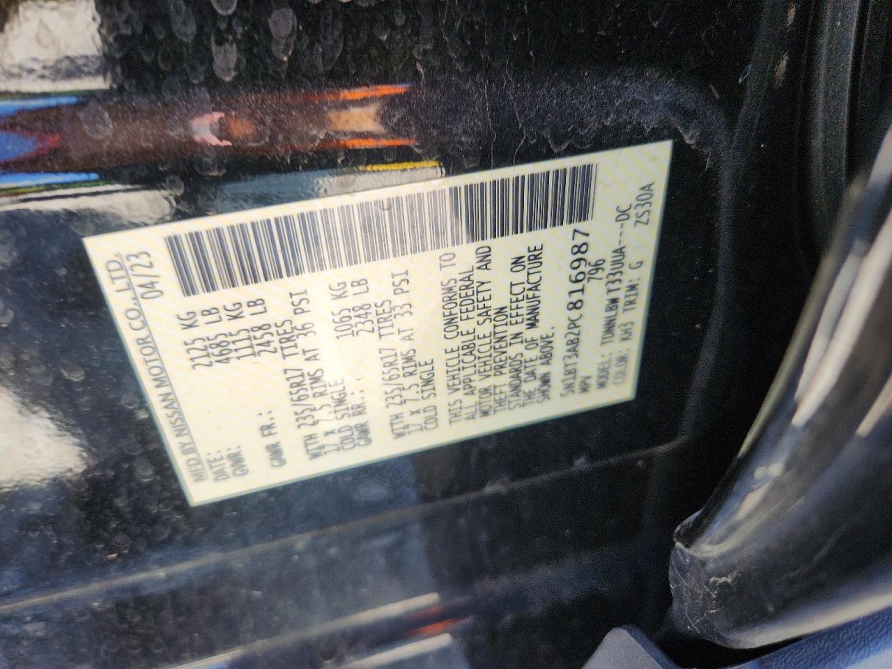 2023 Nissan Rogue S Black vin: 5N1BT3AB2PC816987