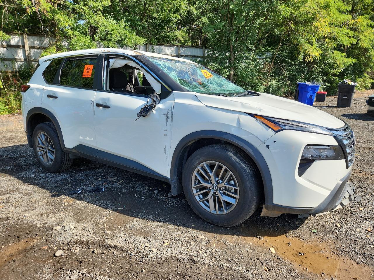 2024 Nissan Rogue S White vin: 5N1BT3AB2RC689905 Damage: Right Rear Door, Dent(S) W/ Paint Dmg, > 12 Inches