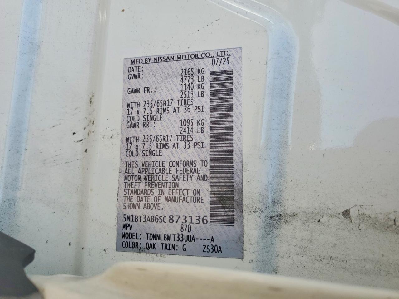 2025 Nissan Rogue S White vin: 5N1BT3AB6SC873136