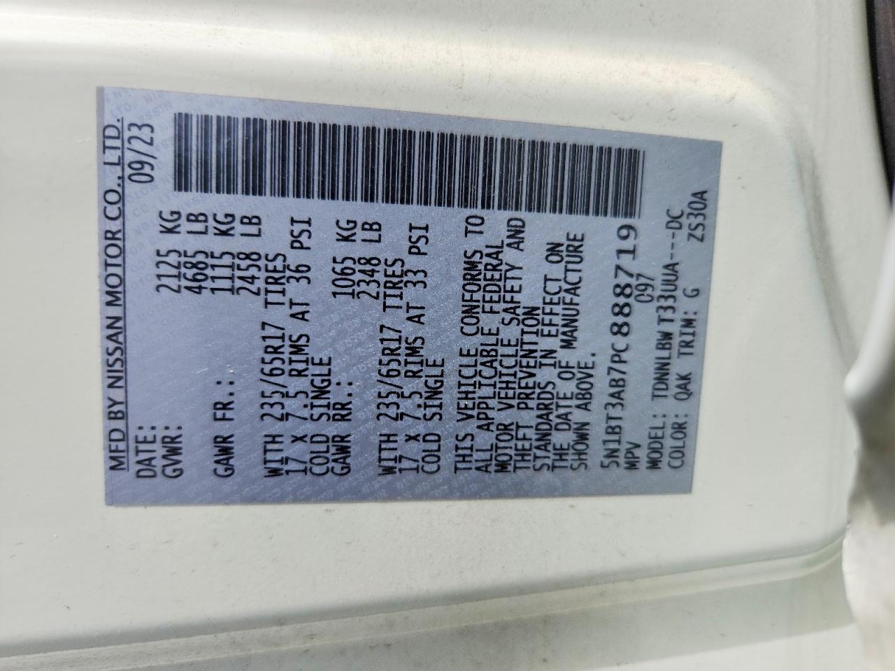 2023 Nissan Rogue S White vin: 5N1BT3AB7PC888719