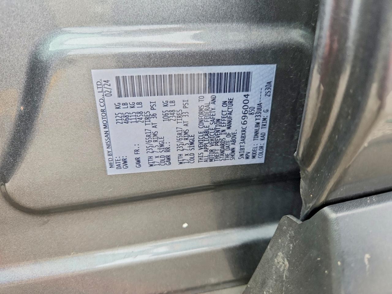 2024 Nissan Rogue S Gray vin: 5N1BT3ABXRC696004