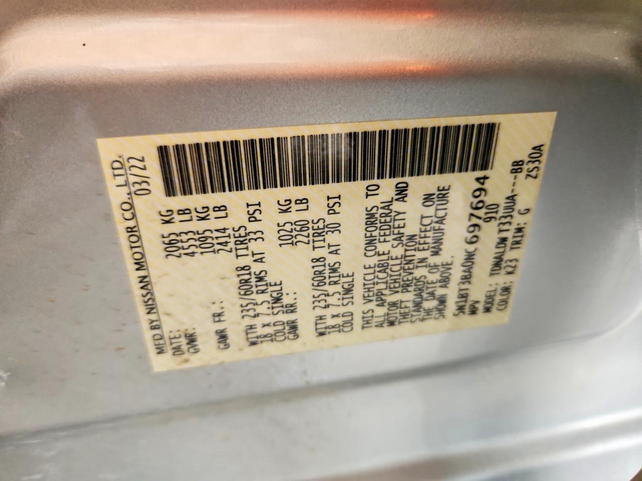 2022 Nissan Rogue Sv Silver vin: 5N1BT3BA0NC697694