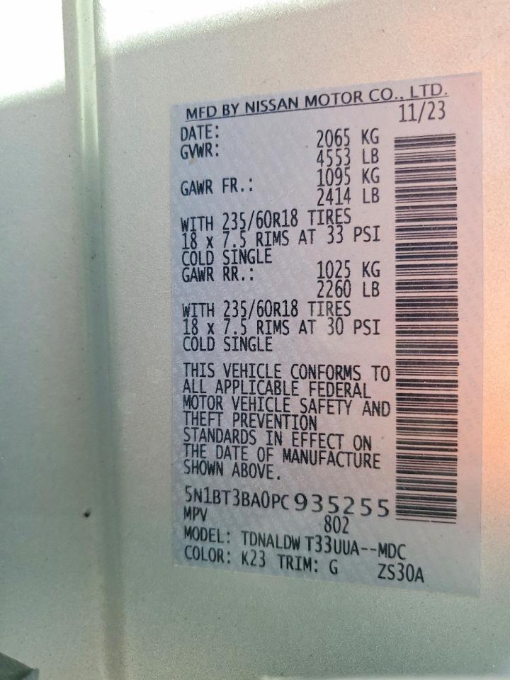 2023 Nissan Rogue Sv Silver vin: 5N1BT3BA0PC935255