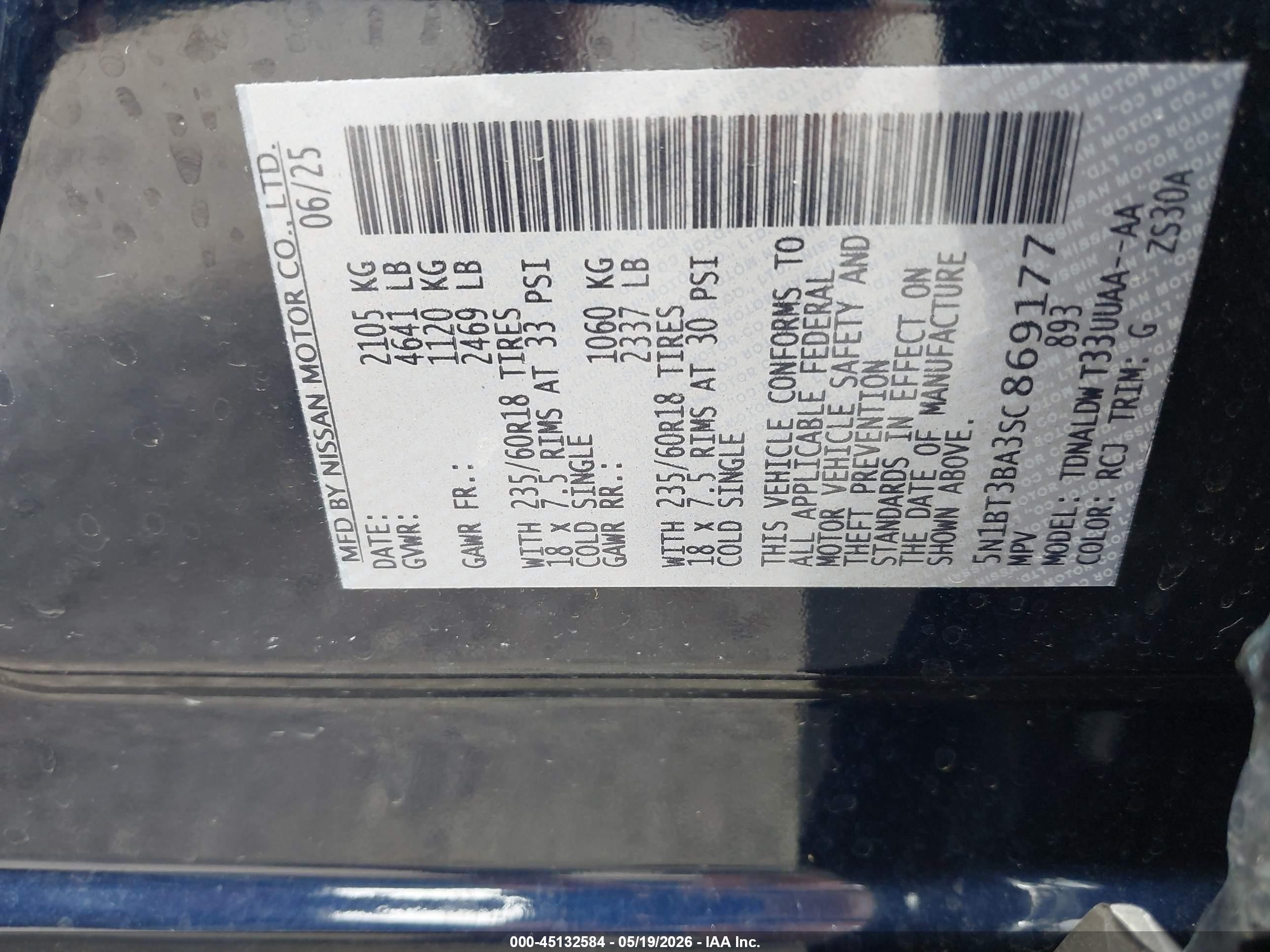 2025 Nissan Rogue Sv Fwd Blue vin: 5N1BT3BA3SC869177