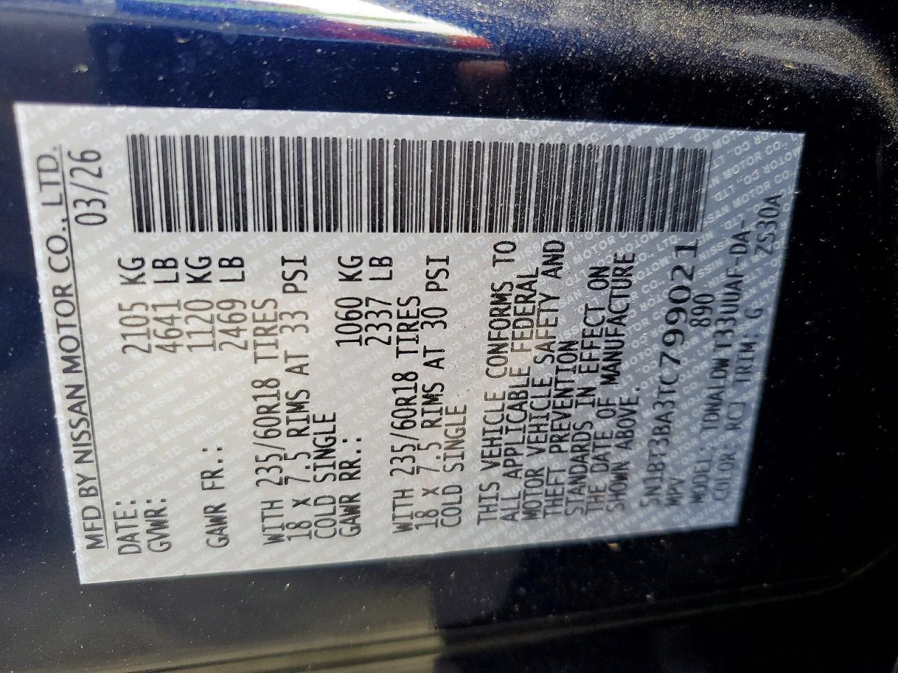 2026 Nissan Rogue Sv Blue vin: 5N1BT3BA3TC799021