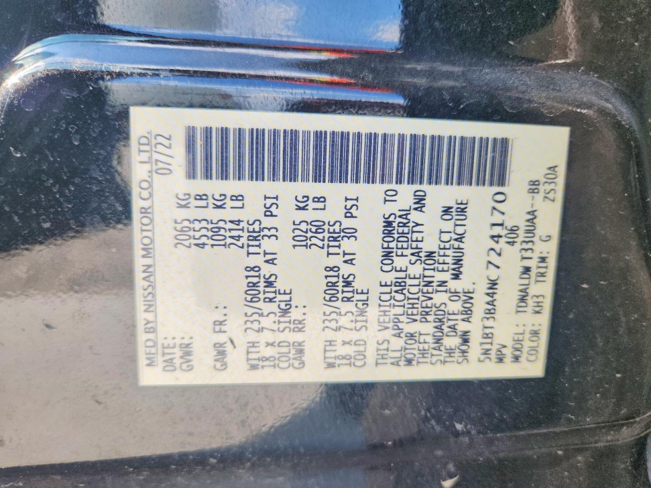 2022 Nissan Rogue Sv Black vin: 5N1BT3BA4NC724170
