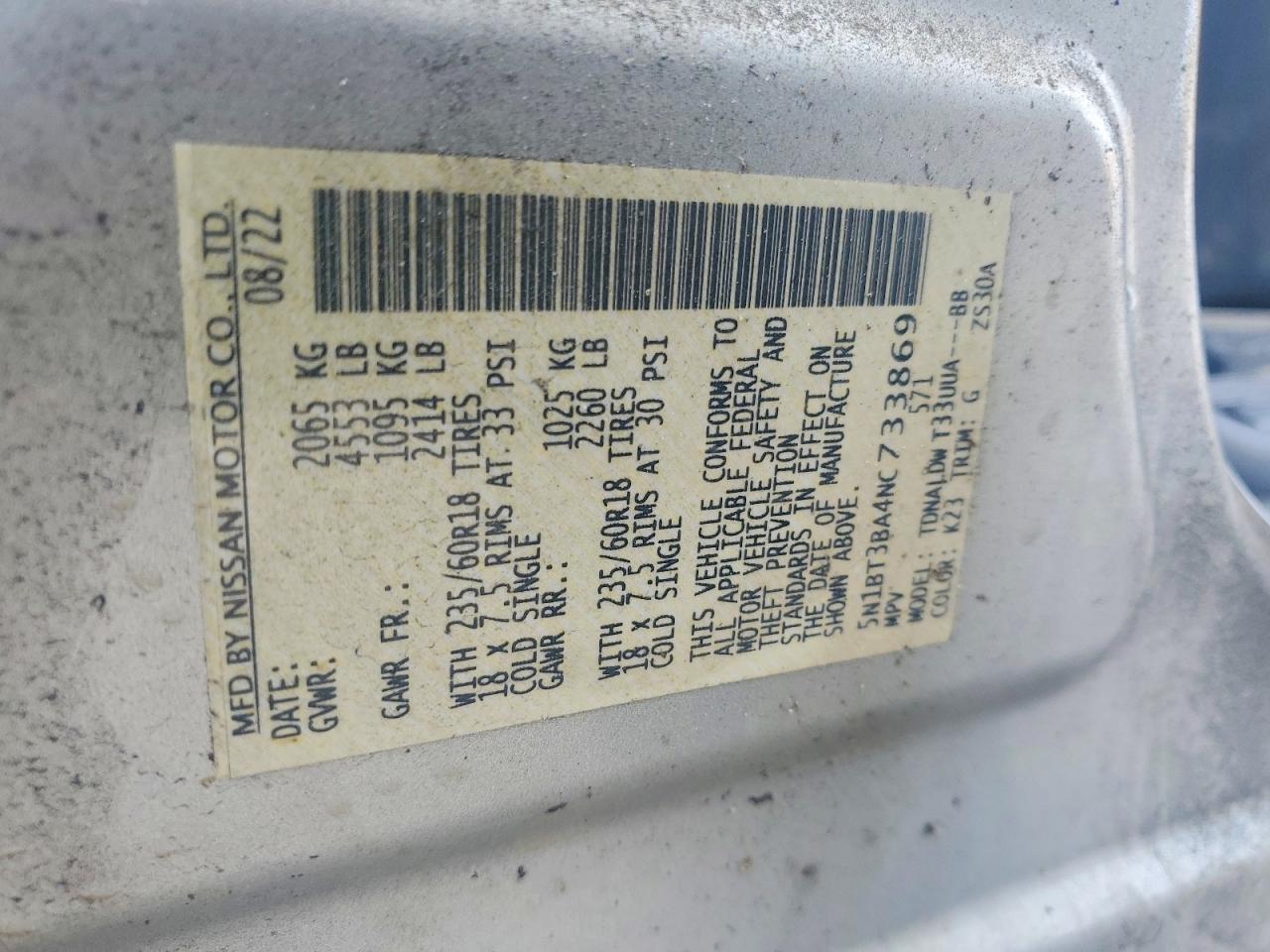 2022 Nissan Rogue Sv Silver vin: 5N1BT3BA4NC733869