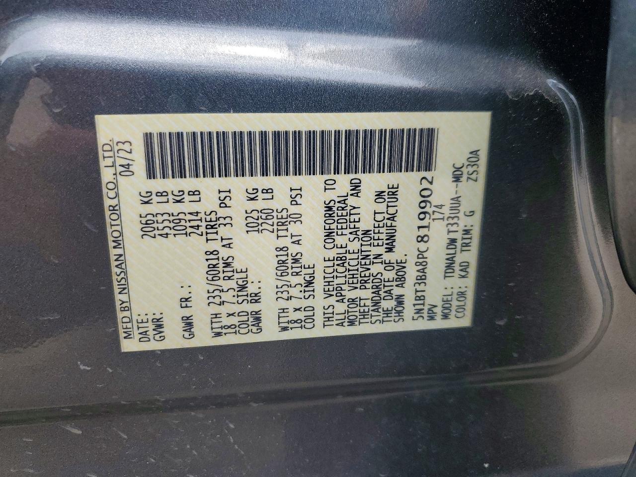 2023 Nissan Rogue Sv Gray vin: 5N1BT3BA8PC819902