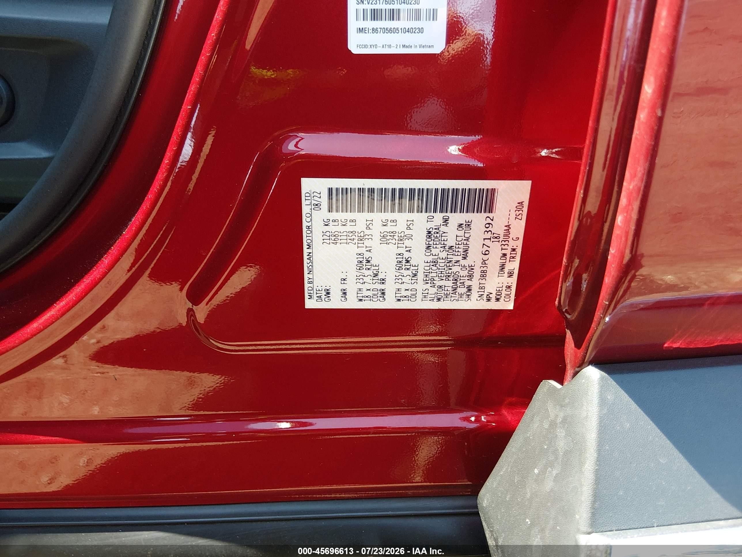 2023 Nissan Rogue Sv Intelligent Awd Red vin: 5N1BT3BB3PC671392