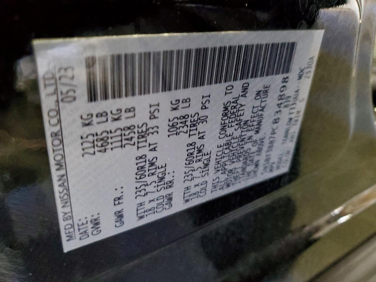 2023 Nissan Rogue Sv Black vin: 5N1BT3BB7PC834898