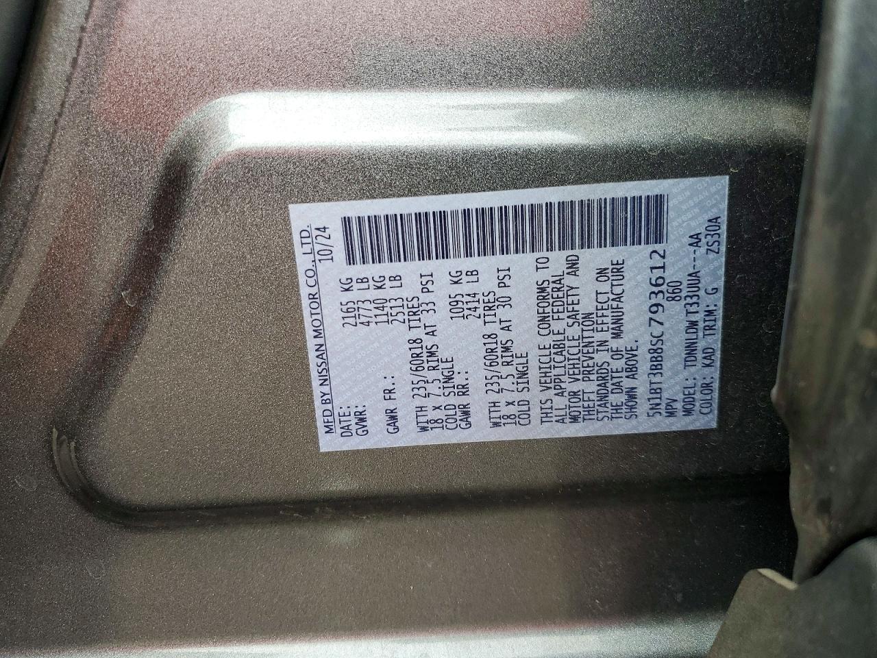 2025 Nissan Rogue Sv Gray vin: 5N1BT3BB8SC793612