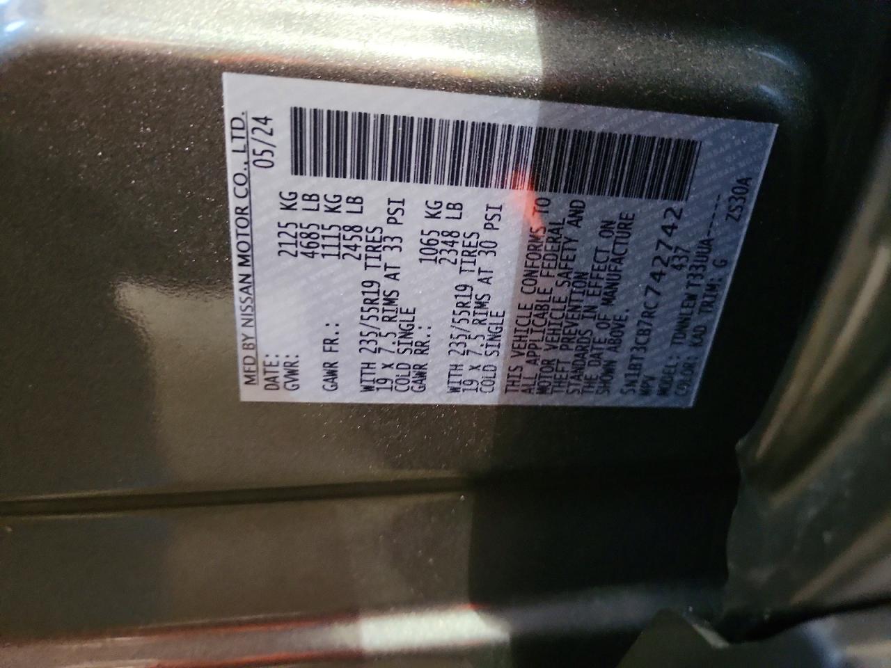2024 Nissan Rogue Sl Gray vin: 5N1BT3CB7RC742742