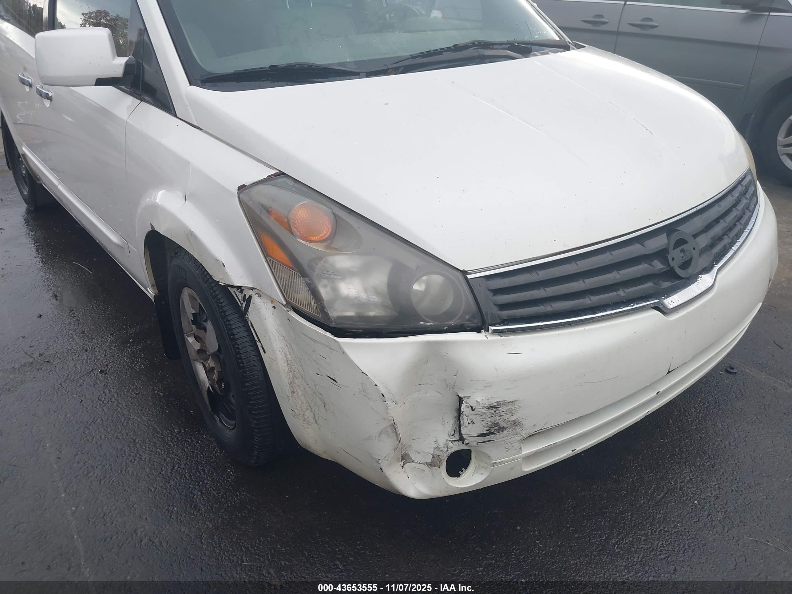 2007 Nissan Quest 3.5 White vin: 5N1BV28U07N121861