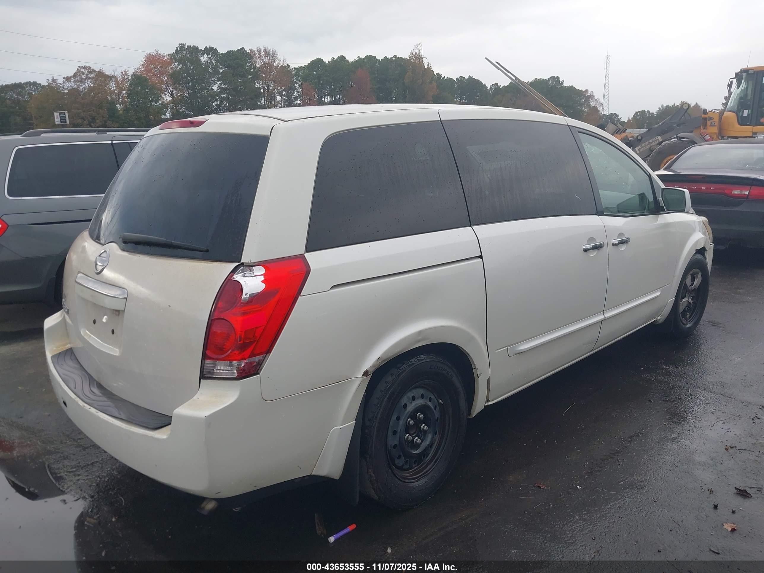 2007 Nissan Quest 3.5 White vin: 5N1BV28U07N121861