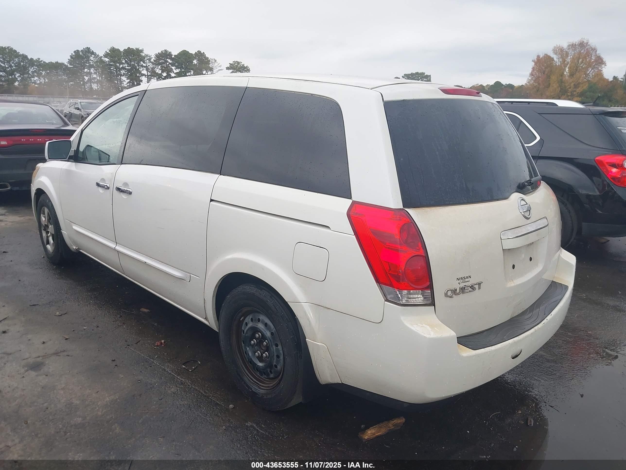 2007 Nissan Quest 3.5 White vin: 5N1BV28U07N121861