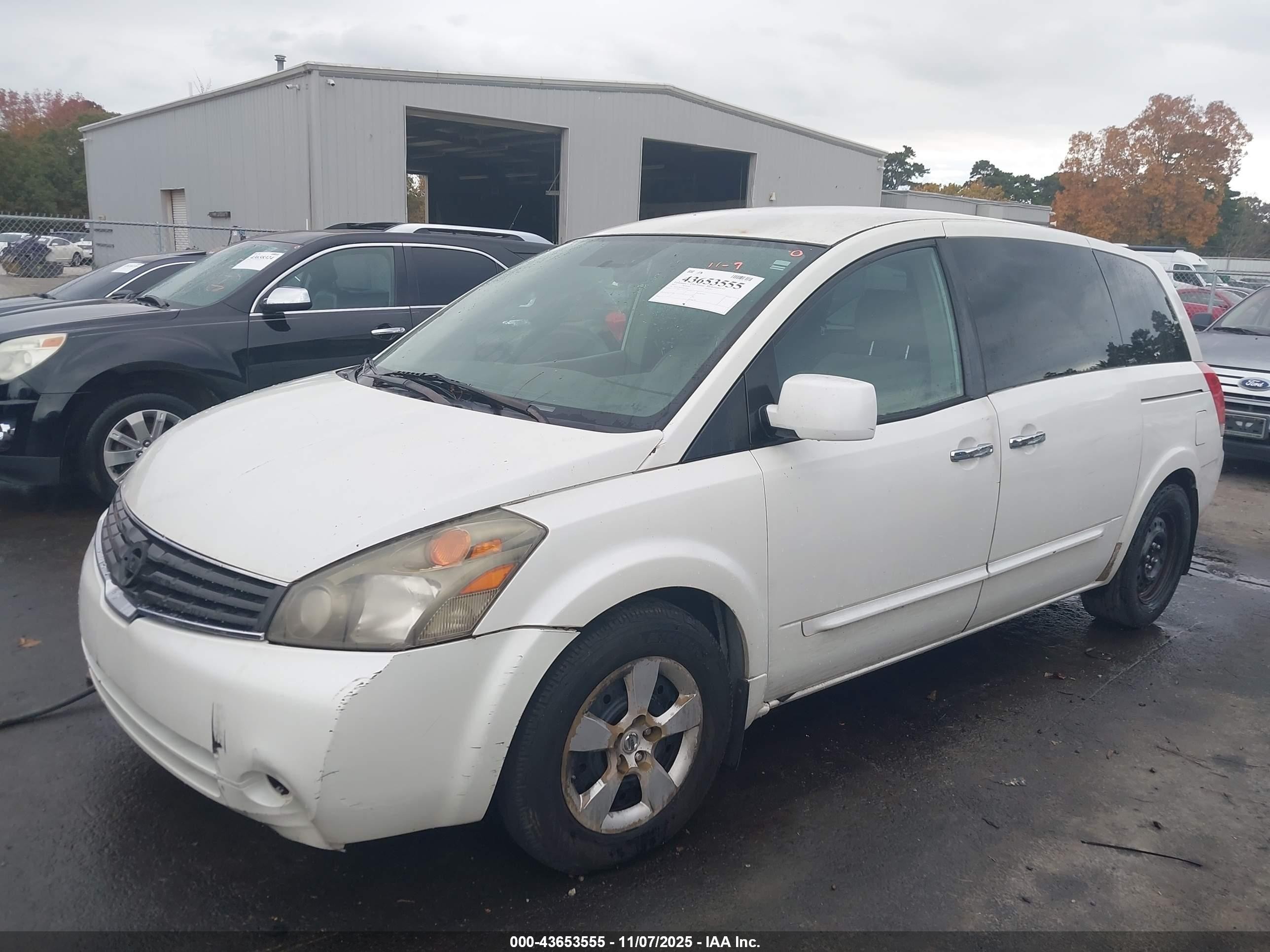 2007 Nissan Quest 3.5 White vin: 5N1BV28U07N121861