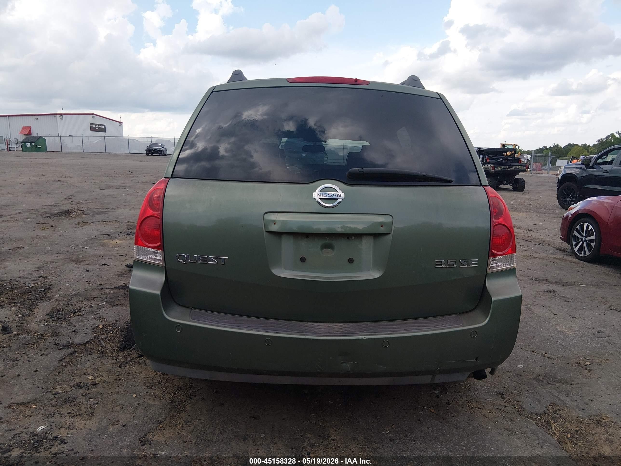 2004 Nissan Quest 3.5 Se Green vin: 5N1BV28U14N303564