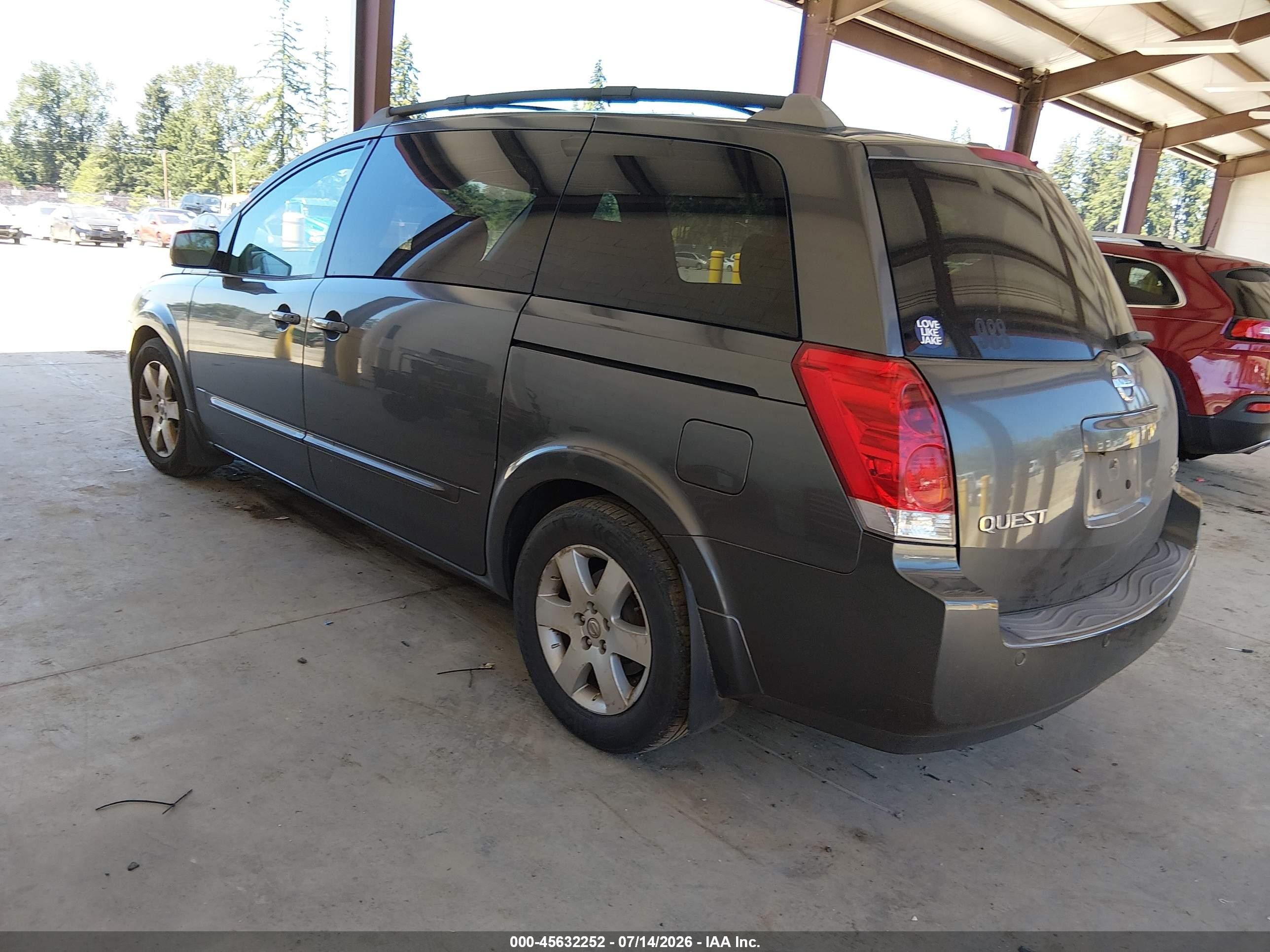 2005 Nissan Quest 3.5 Se Gray vin: 5N1BV28U15N110932