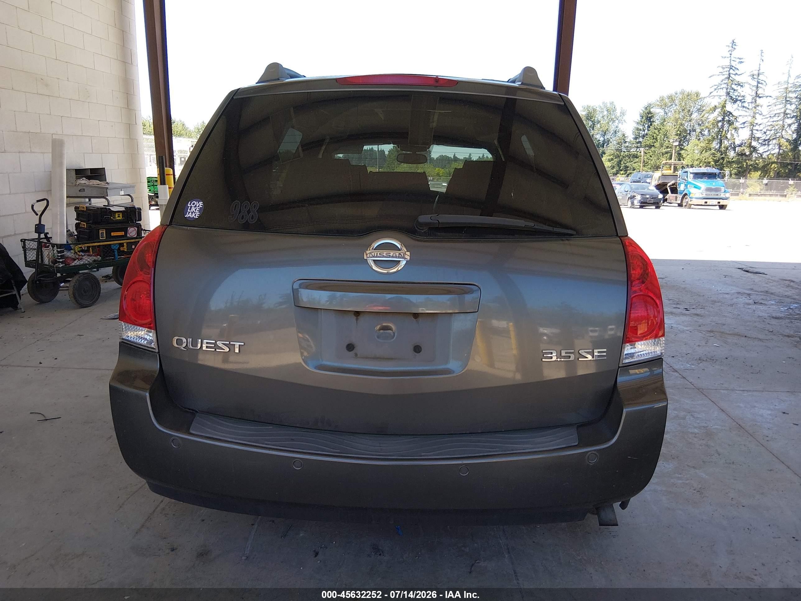 2005 Nissan Quest 3.5 Se Gray vin: 5N1BV28U15N110932