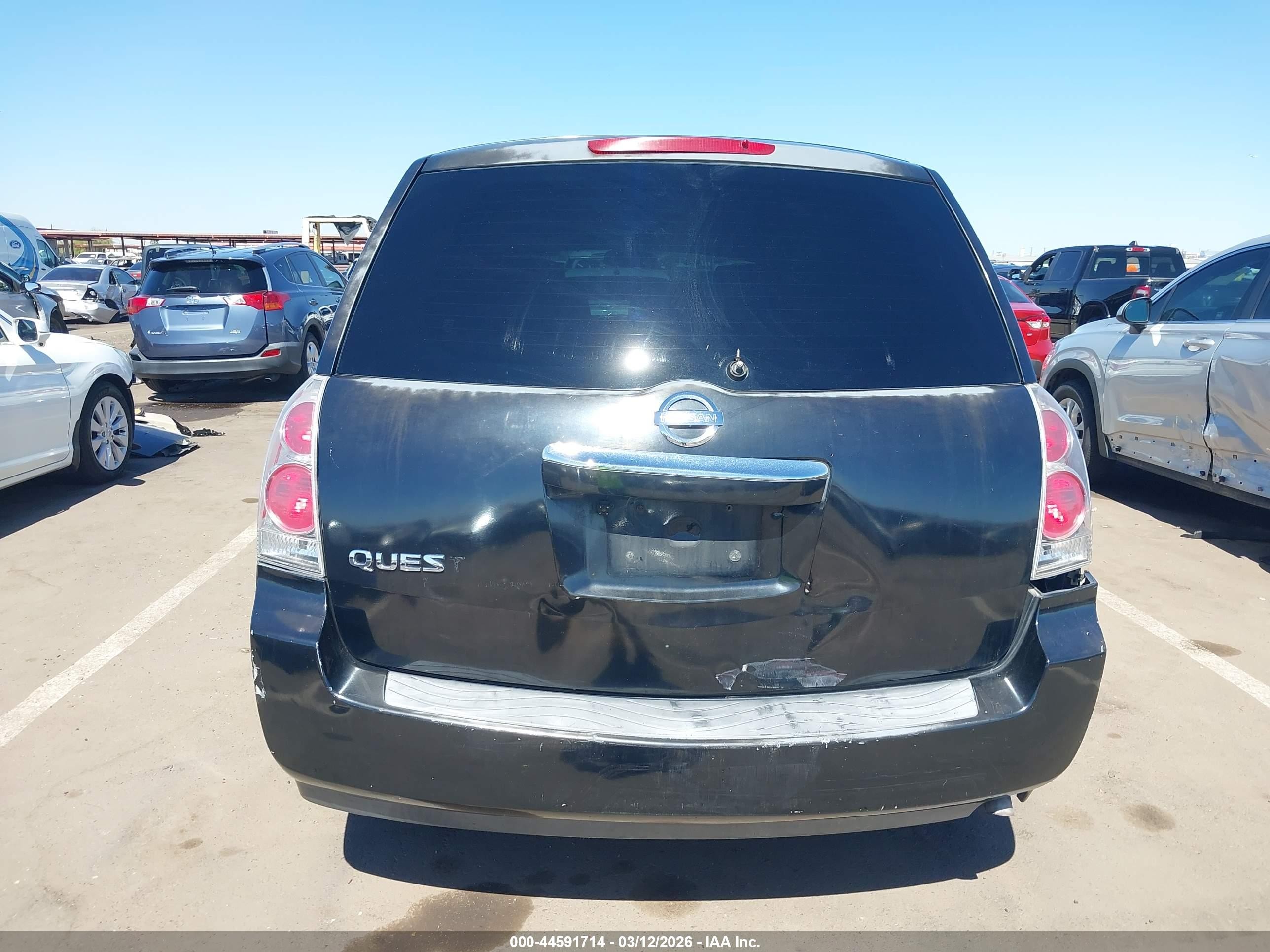 2007 Nissan Quest 3.5 Black vin: 5N1BV28U17N125613