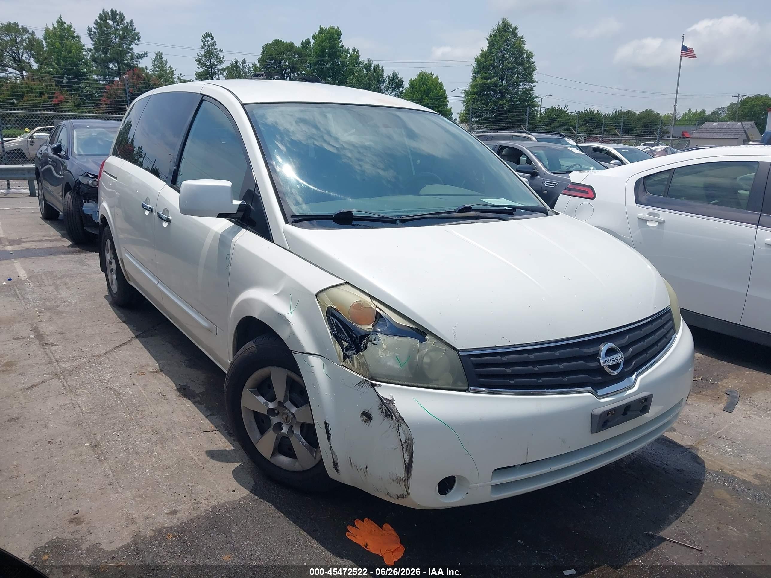 2007 Nissan Quest 3.5 Белый vin: 5N1BV28U37N137987