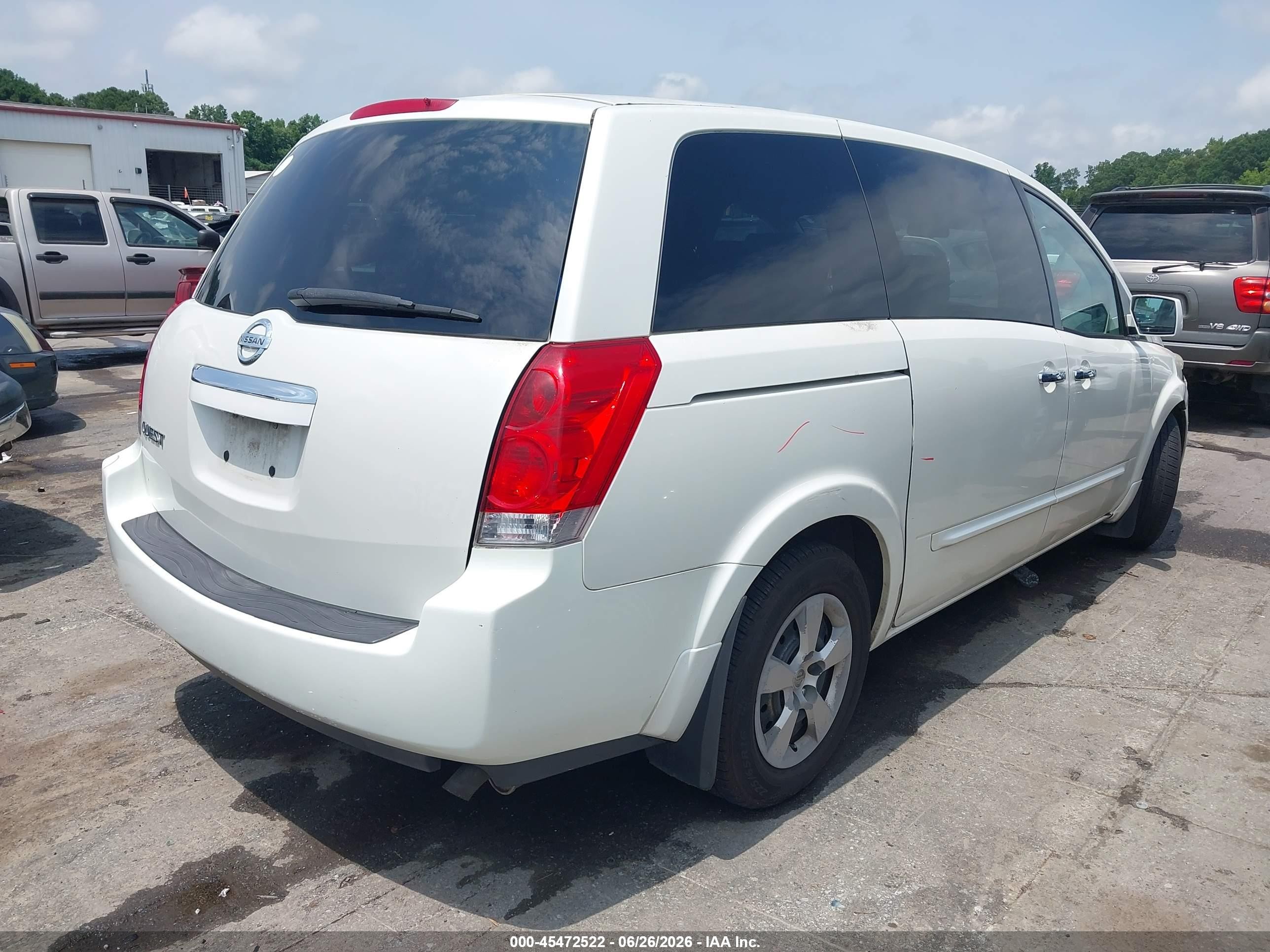 2007 Nissan Quest 3.5 Белый vin: 5N1BV28U37N137987