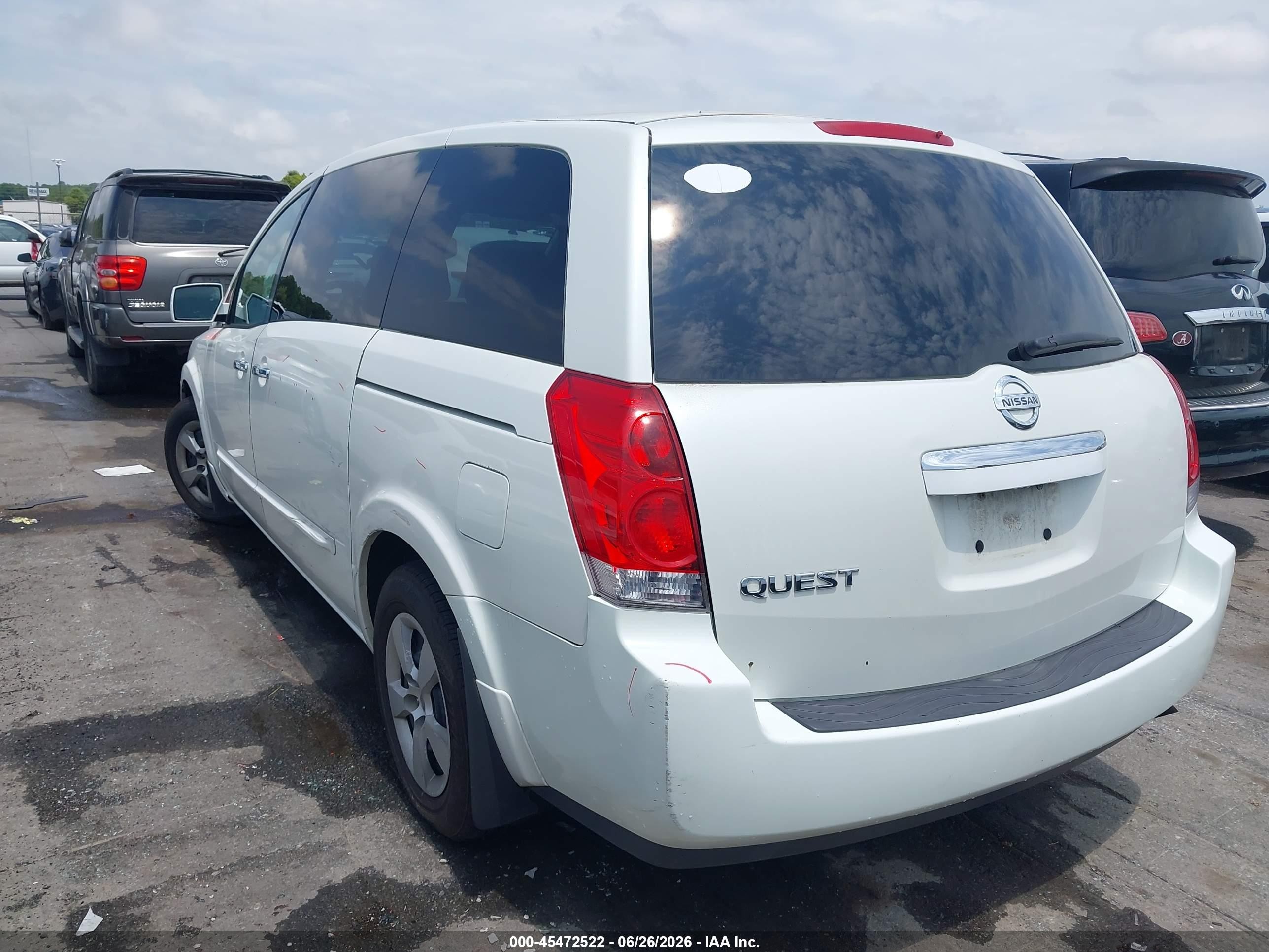 2007 Nissan Quest 3.5 Белый vin: 5N1BV28U37N137987