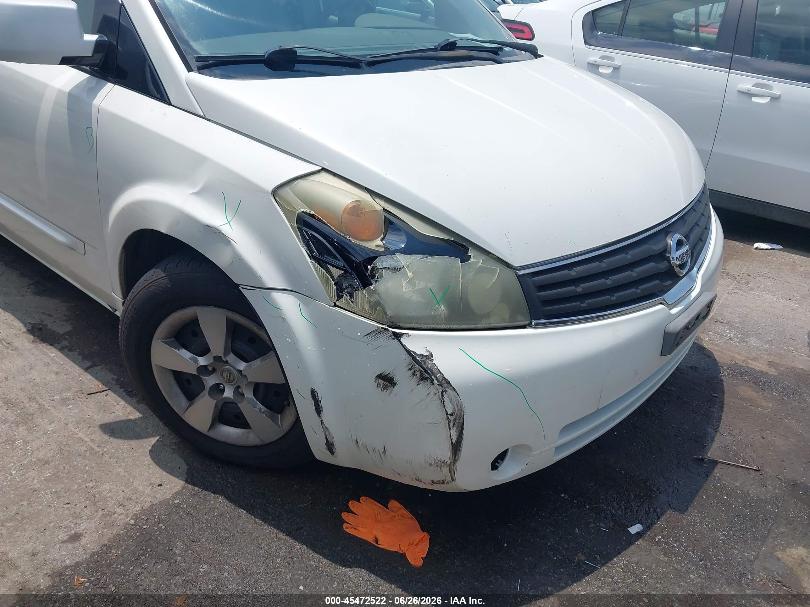 2007 Nissan Quest 3.5 Белый vin: 5N1BV28U37N137987