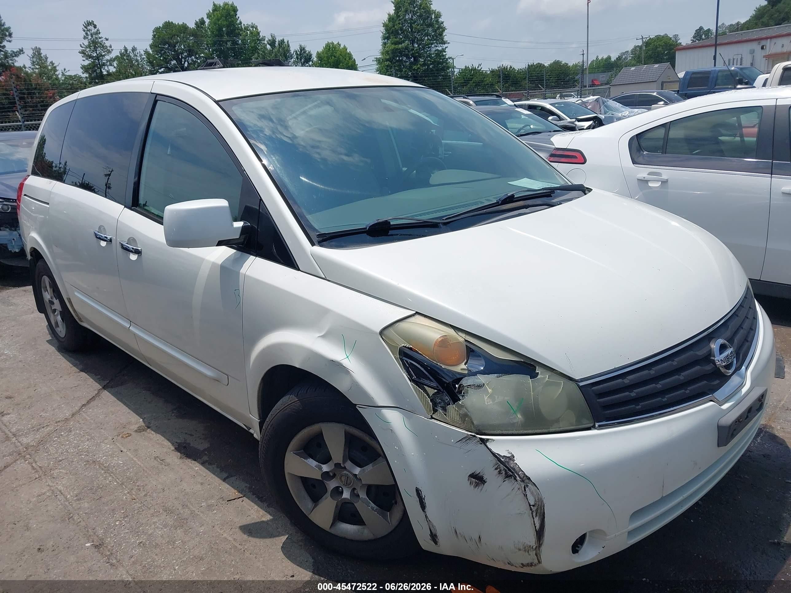 2007 Nissan Quest 3.5 Белый vin: 5N1BV28U37N137987