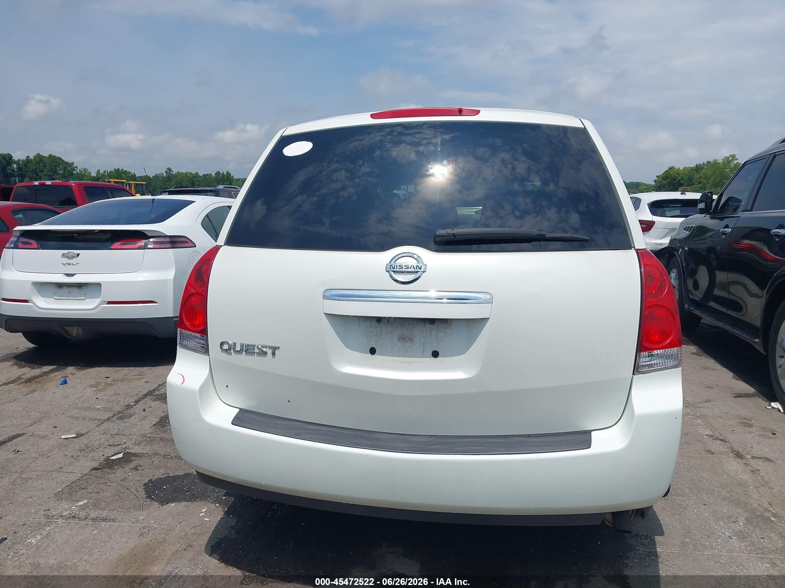 2007 Nissan Quest 3.5 Белый vin: 5N1BV28U37N137987