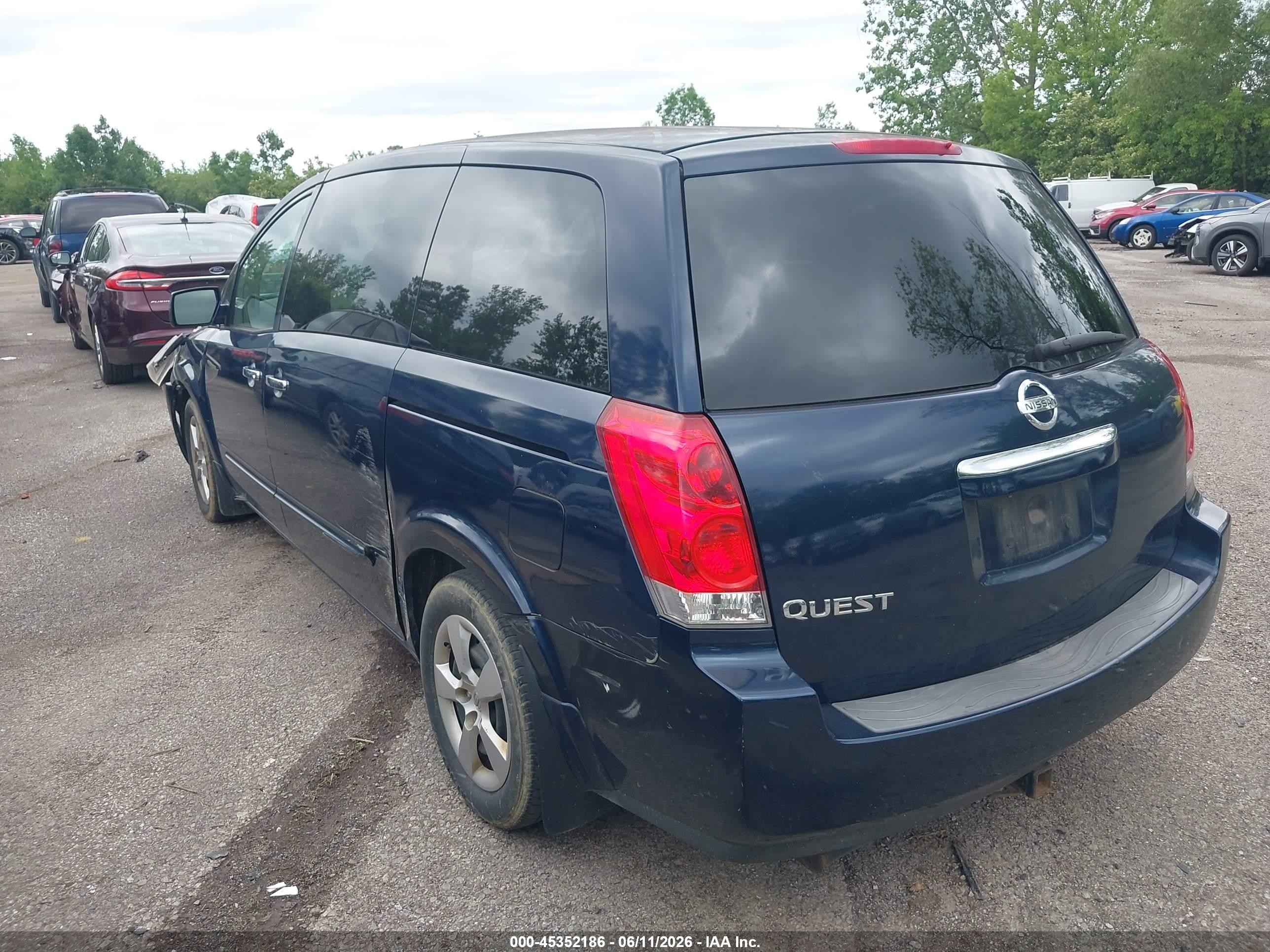 2007 Nissan Quest 3.5 Синий vin: 5N1BV28U37N142901