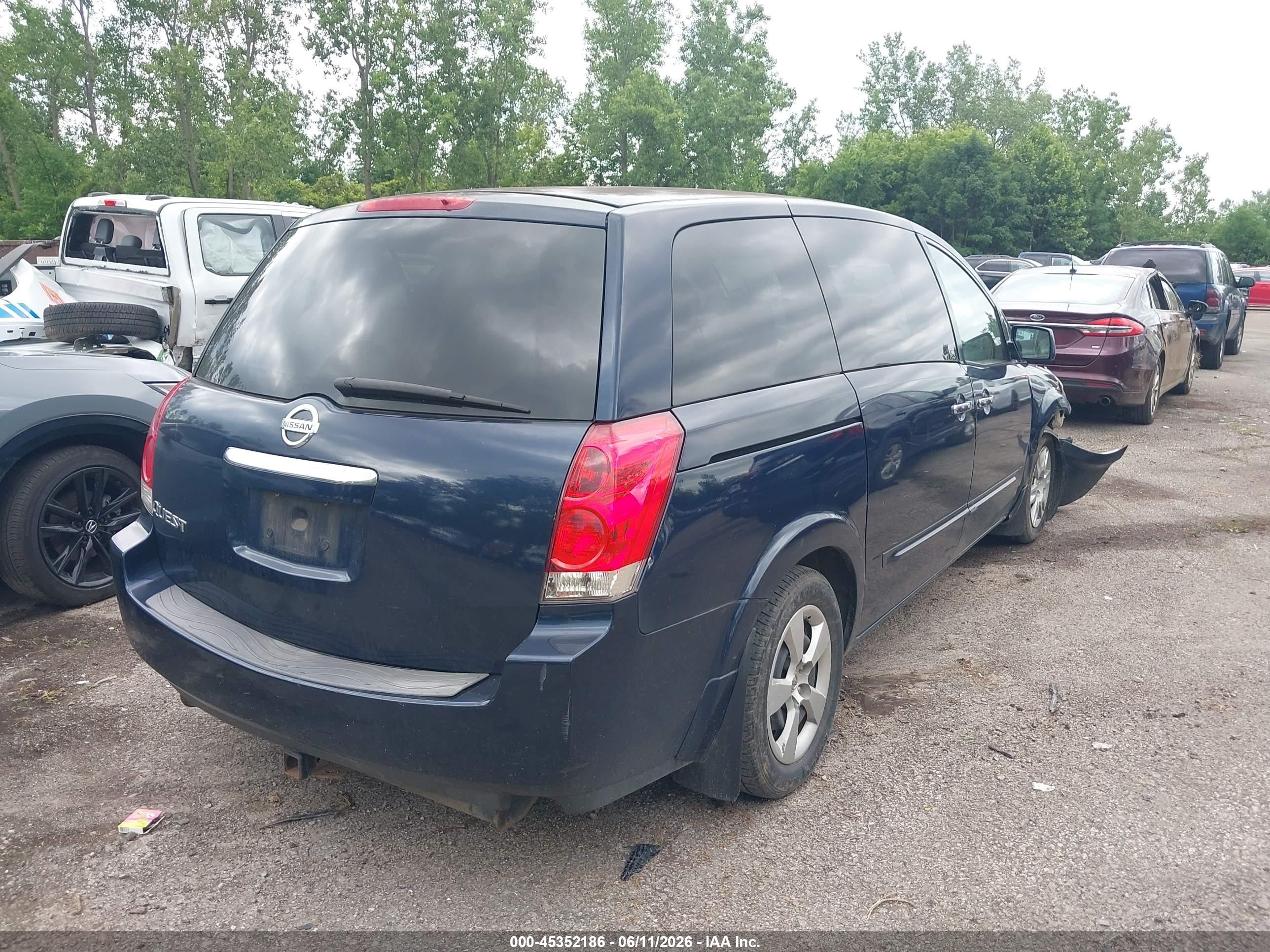 2007 Nissan Quest 3.5 Синий vin: 5N1BV28U37N142901