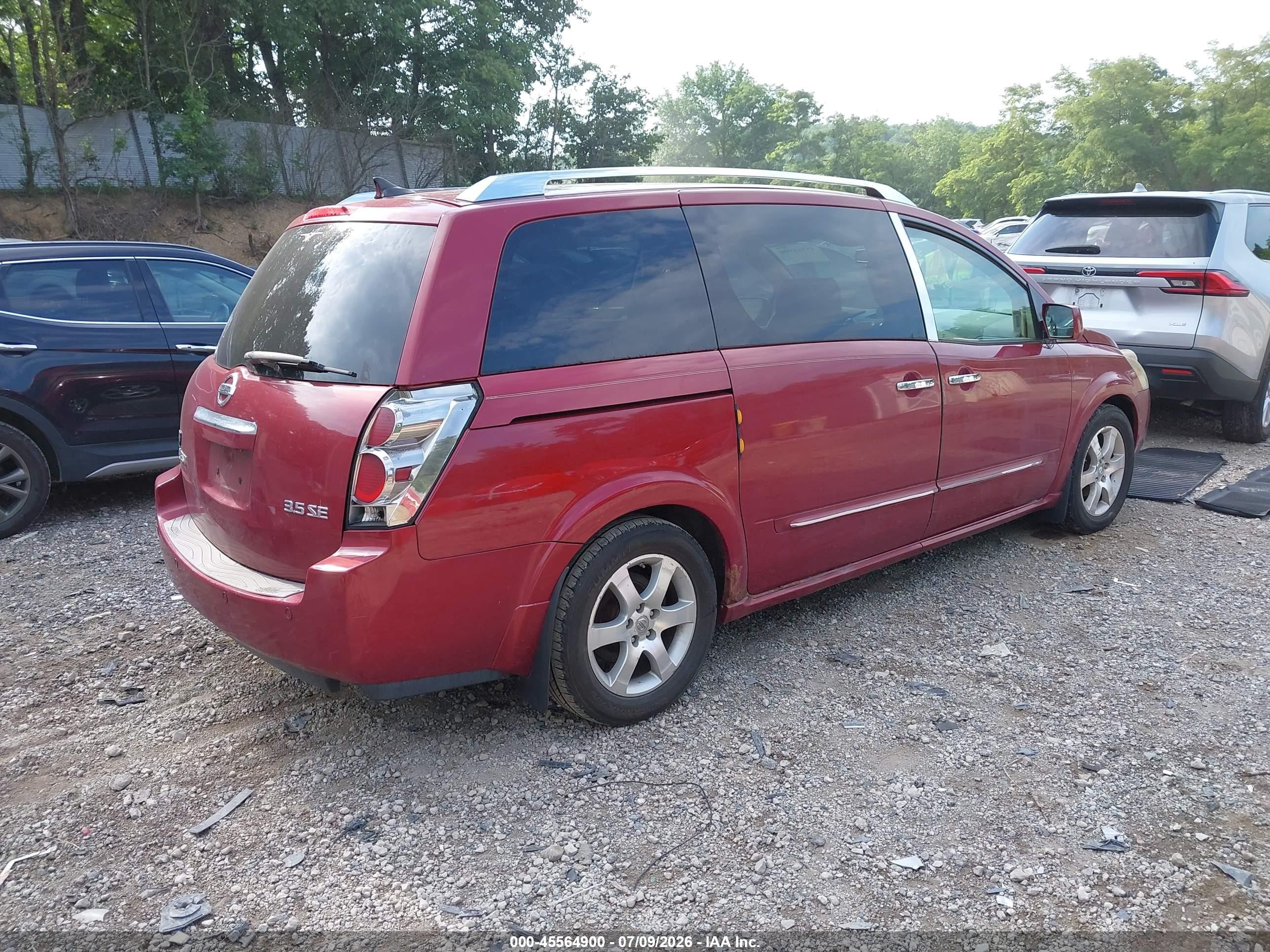 2008 Nissan Quest 3.5 Se Red vin: 5N1BV28U38N116641