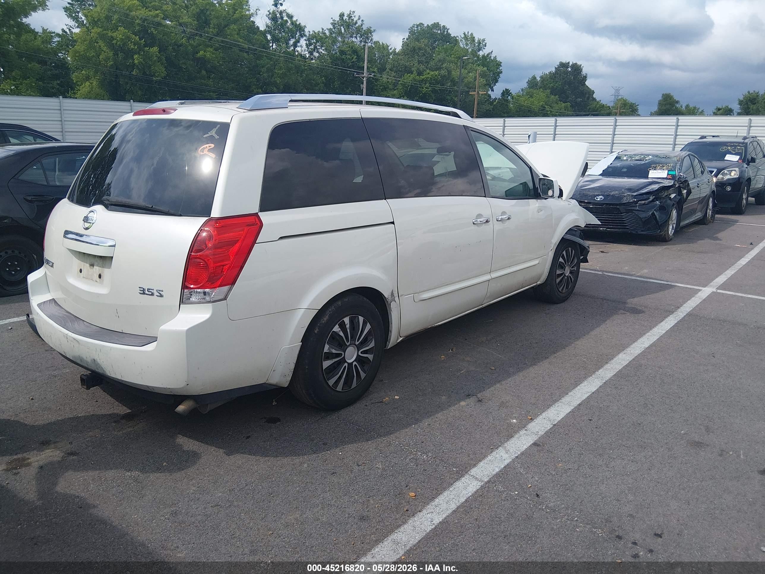 2009 Nissan Quest 3.5 S White vin: 5N1BV28U39N108430