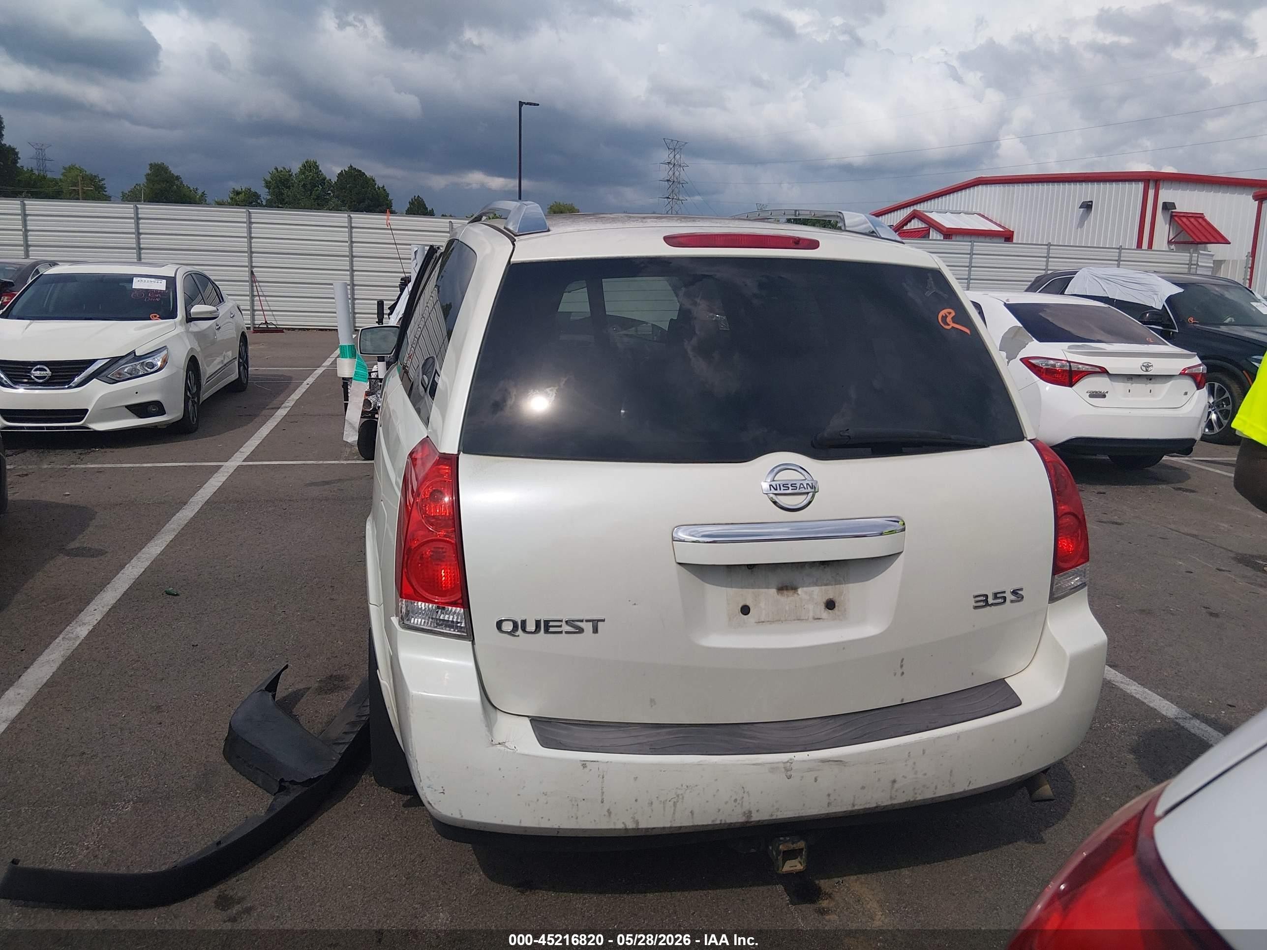 2009 Nissan Quest 3.5 S White vin: 5N1BV28U39N108430
