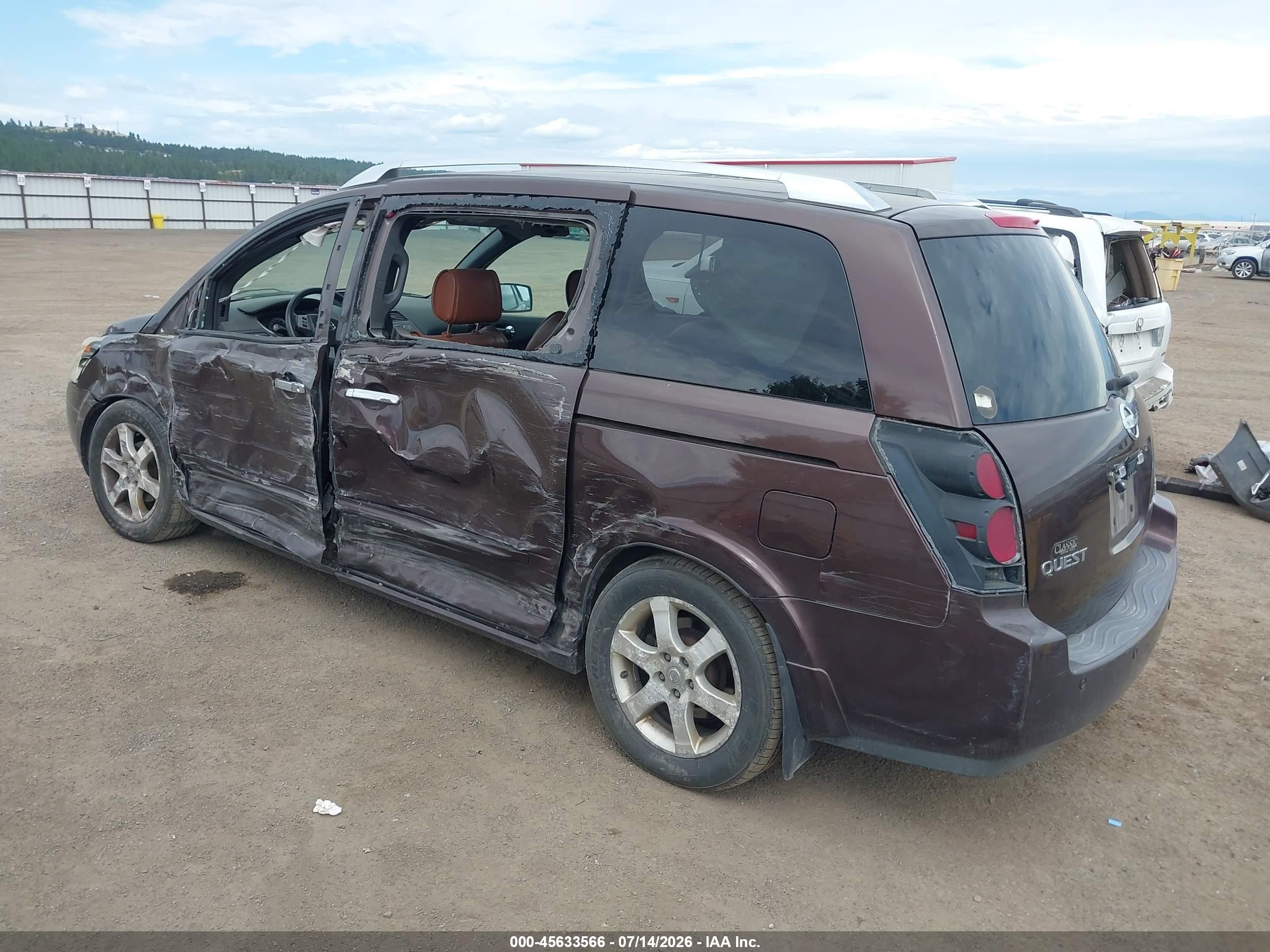 2007 Nissan Quest 3.5 Se Brown vin: 5N1BV28U47N110829