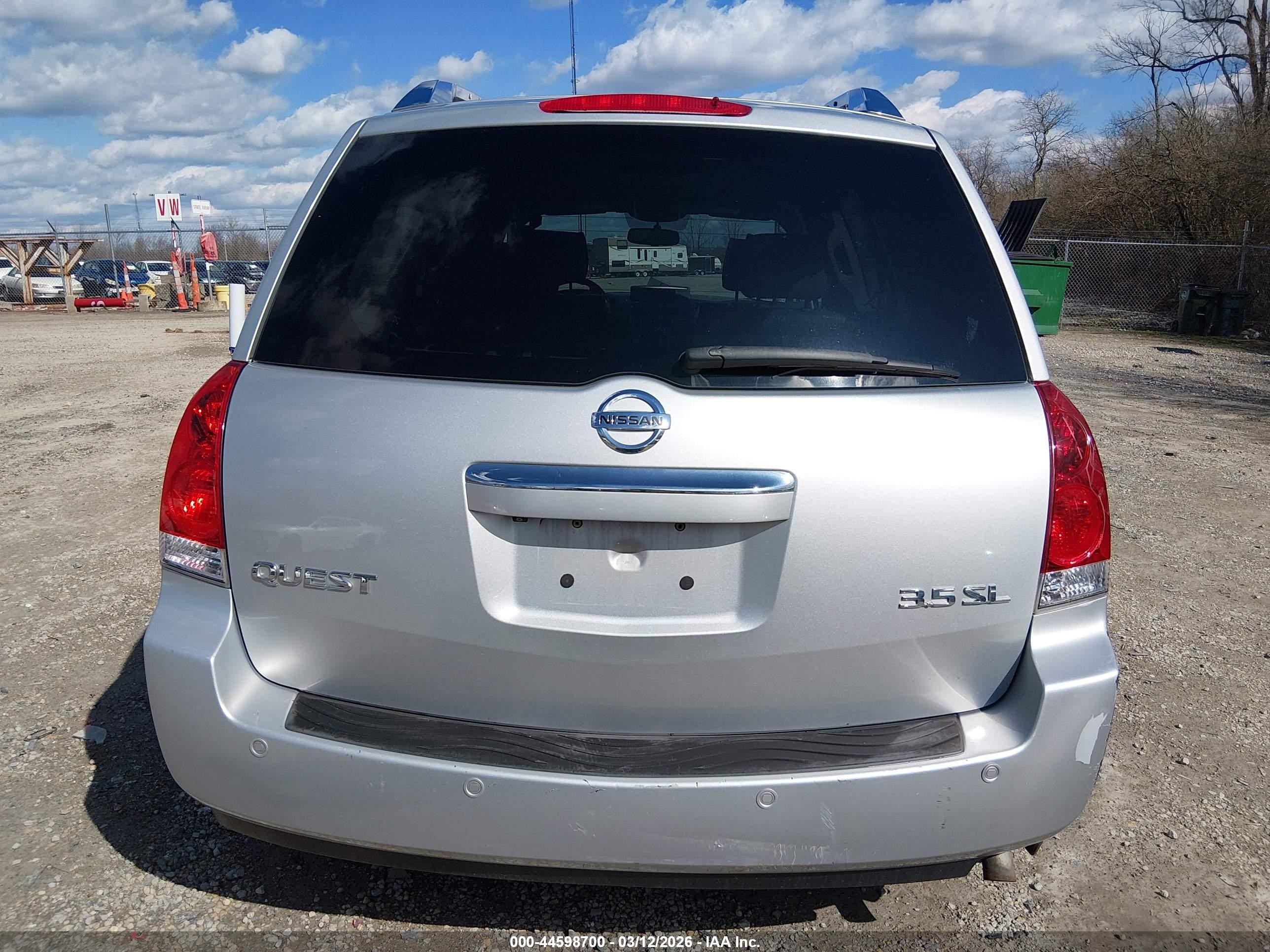 2009 Nissan Quest 3.5 Sl Silver vin: 5N1BV28U49N104192